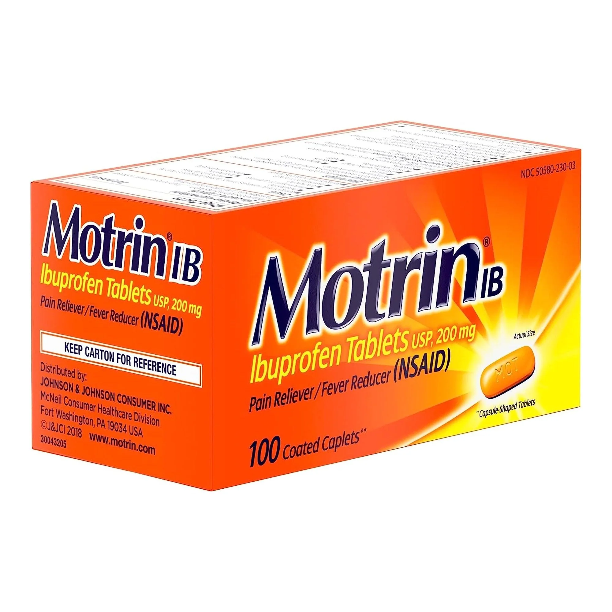 J & J Sales Motrin IB Ibuprofen Coated Caplets - Image 2