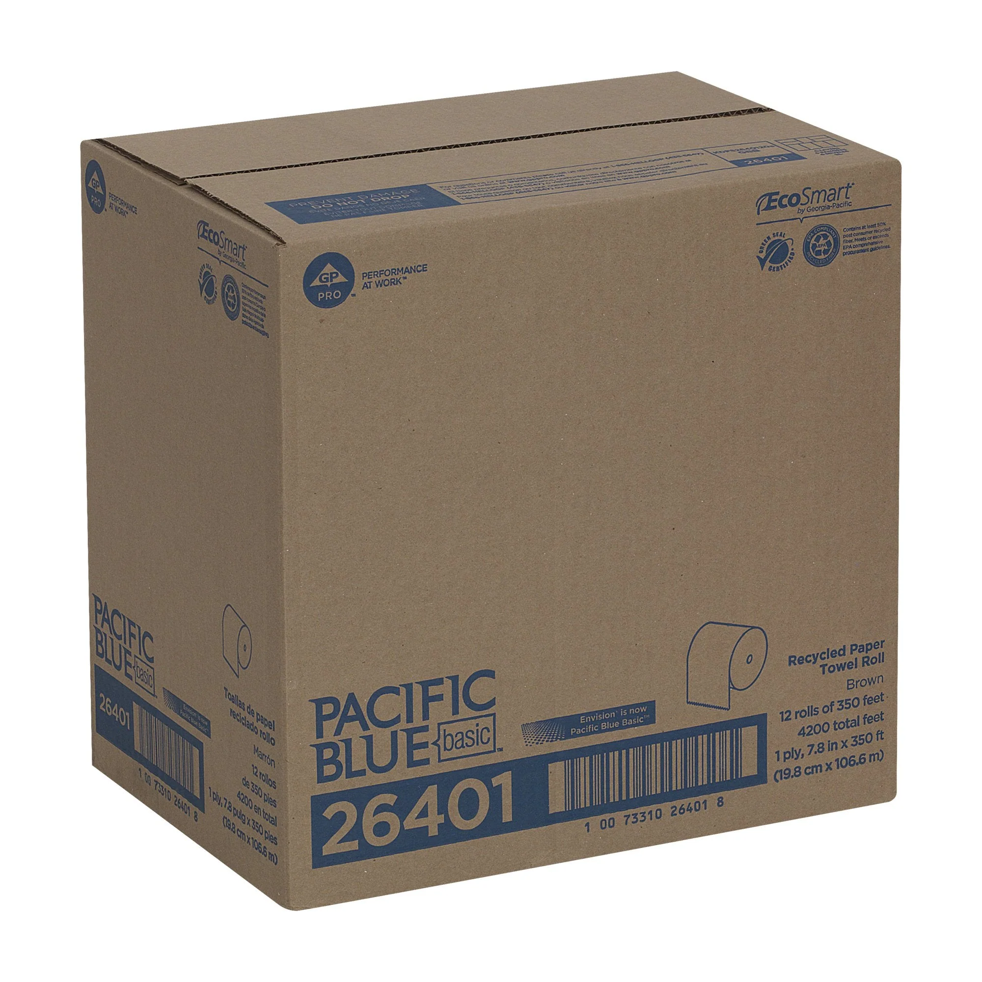 Georgia-Pacific Consumer Products LP Pacific Blue Basic Brown Paper Towel, 7-7/8 Inch x 350 Foot, 12 Rolls per Case (12/CS) - Image 3