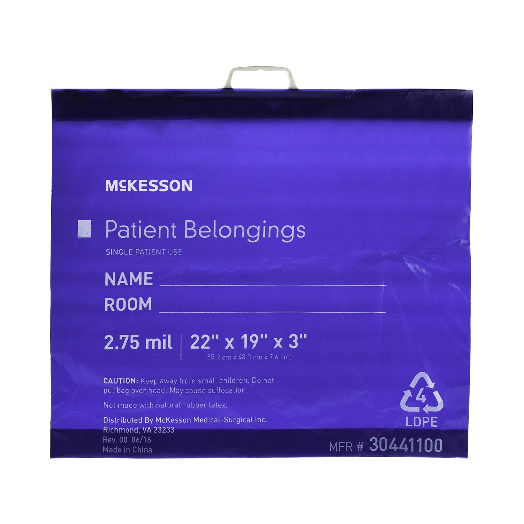 McKesson Brand Medi-Pak Performance Patient Belongings Bag (250/CS)