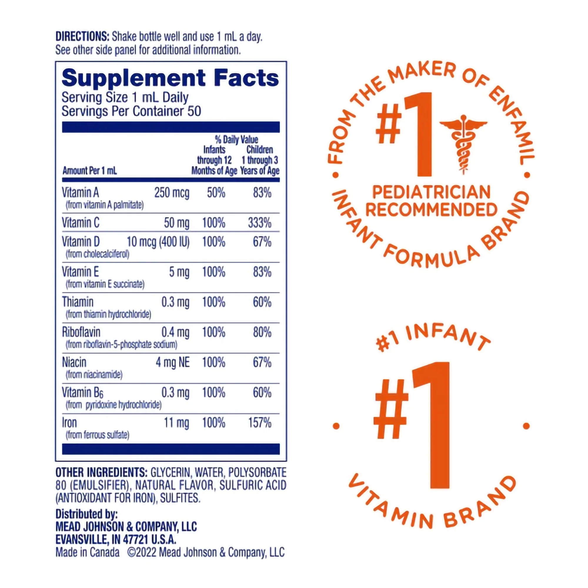 Mead Johnson Poly·Vi·Sol with Iron Pediatric Multivitamin Supplement - Image 2