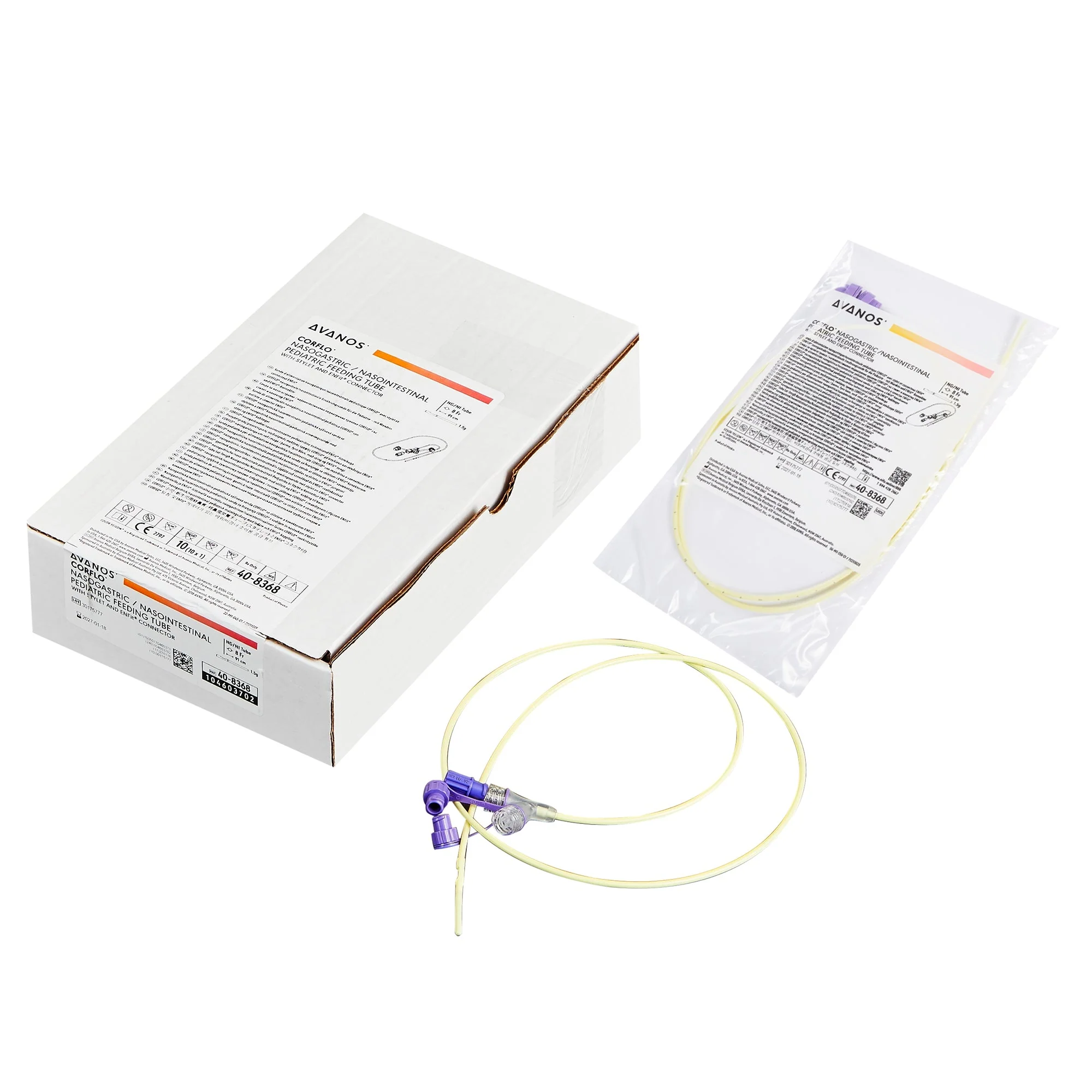Pediatric Nasogastric Feeding Tube with ENFit Connector CORFLO-ULTRA Ped NG 8 Fr. 36 Inch Tube