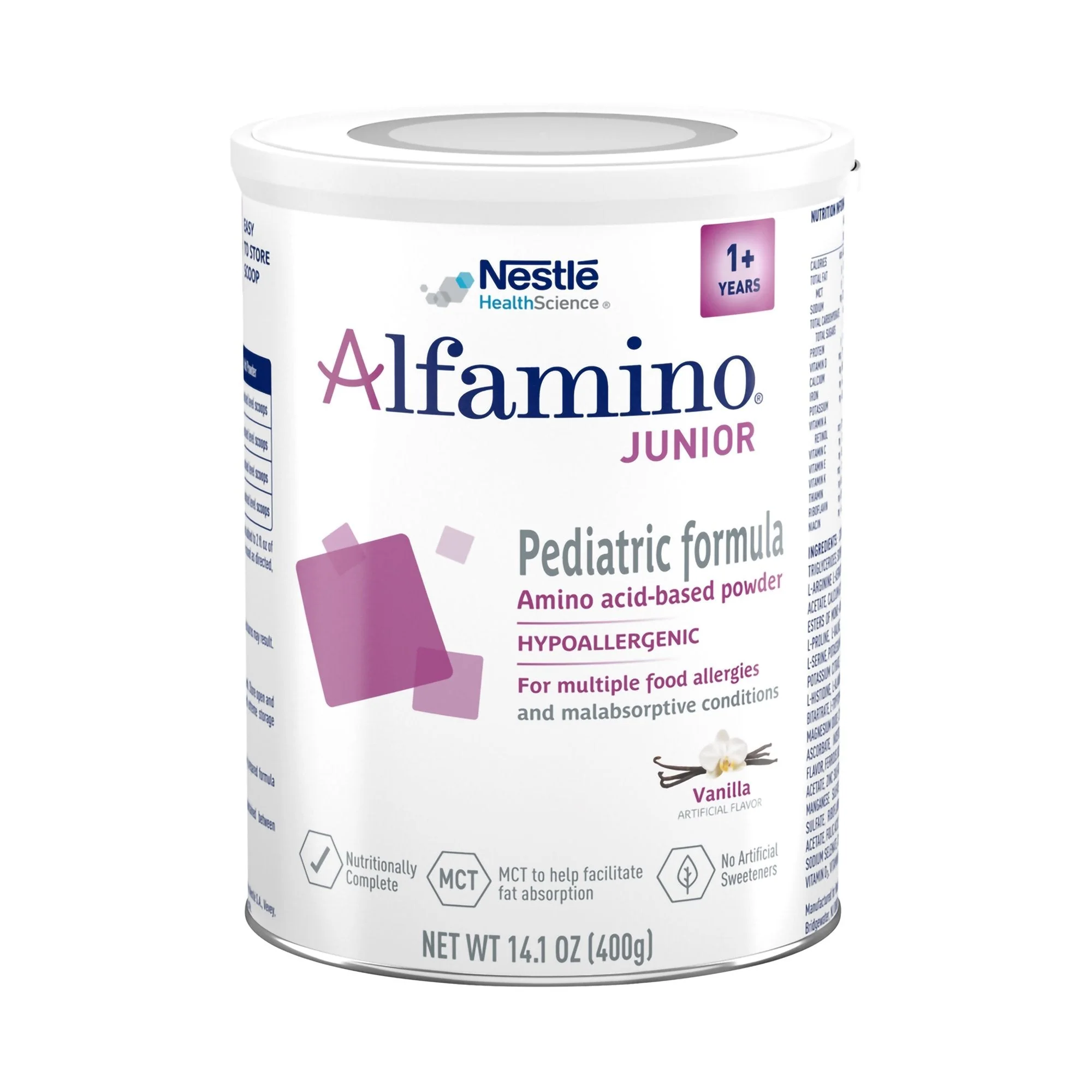 Nestle Healthcare Nutrition Alfamino Junior Amino Acid–Based Pediatric Formula, Vanilla, 14.1-ounce can (6/CS)