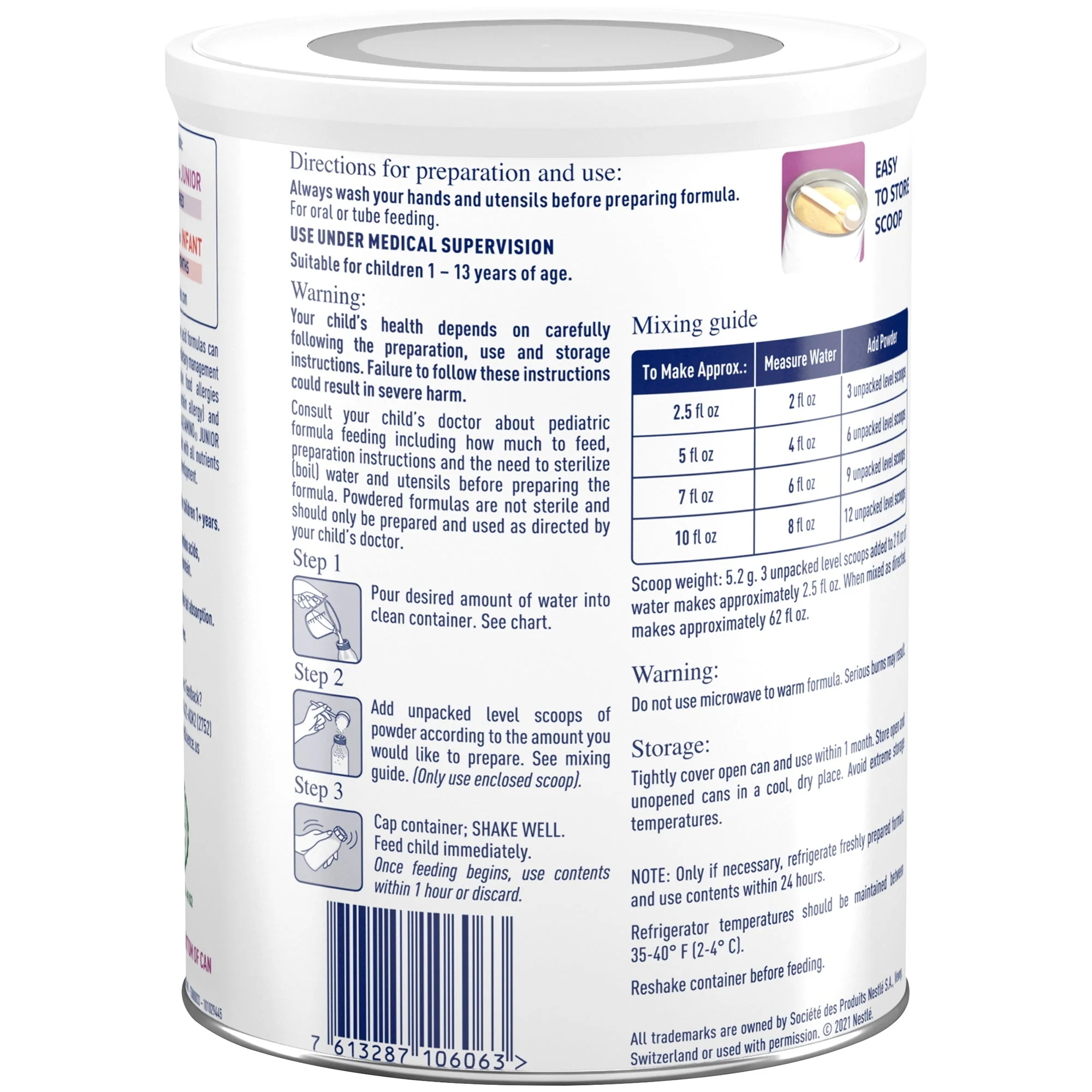 Nestle Healthcare Nutrition Alfamino Junior Amino Acid–Based Pediatric Formula, Vanilla, 14.1-ounce can (6/CS) - Image 2
