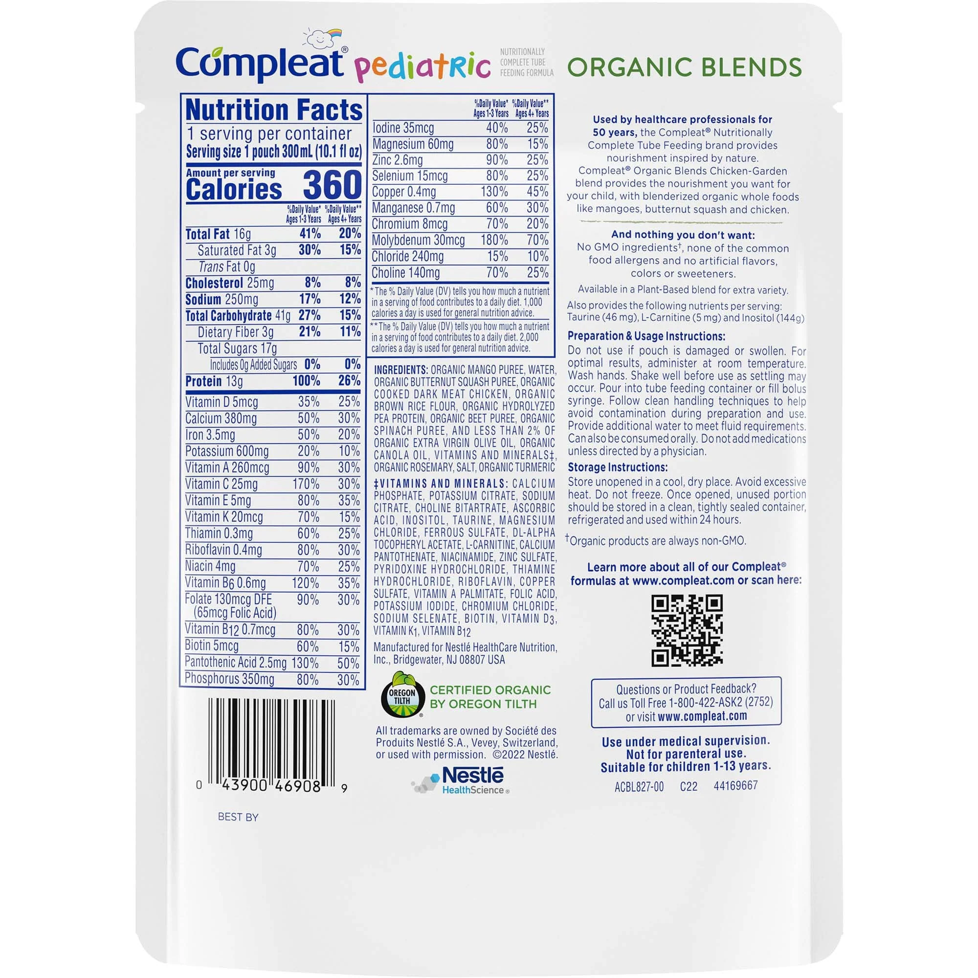 Nestle Healthcare Nutrition Compleat Pediatric Organic Blends Tube Feeding Formula, Chicken-Garden, Non-GMO (24/CS) - Image 2
