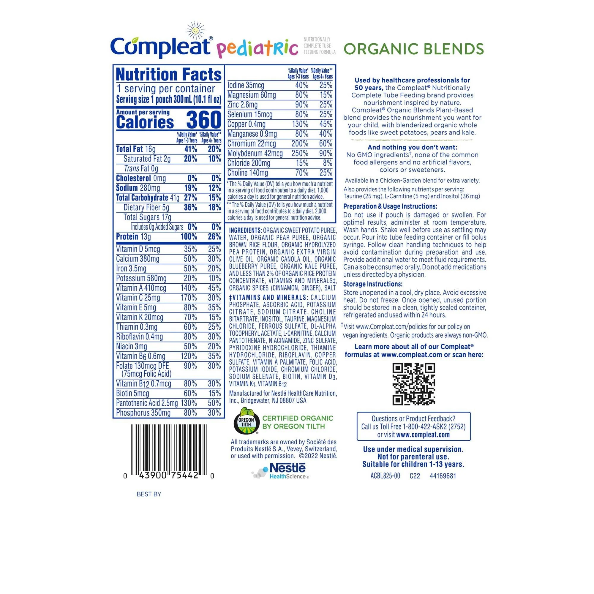 Nestle Healthcare Nutrition Compleat Pediatric Organic Blends Tube Feeding Formula, Plant-Based, Non-GMO (24/CS) - Image 3