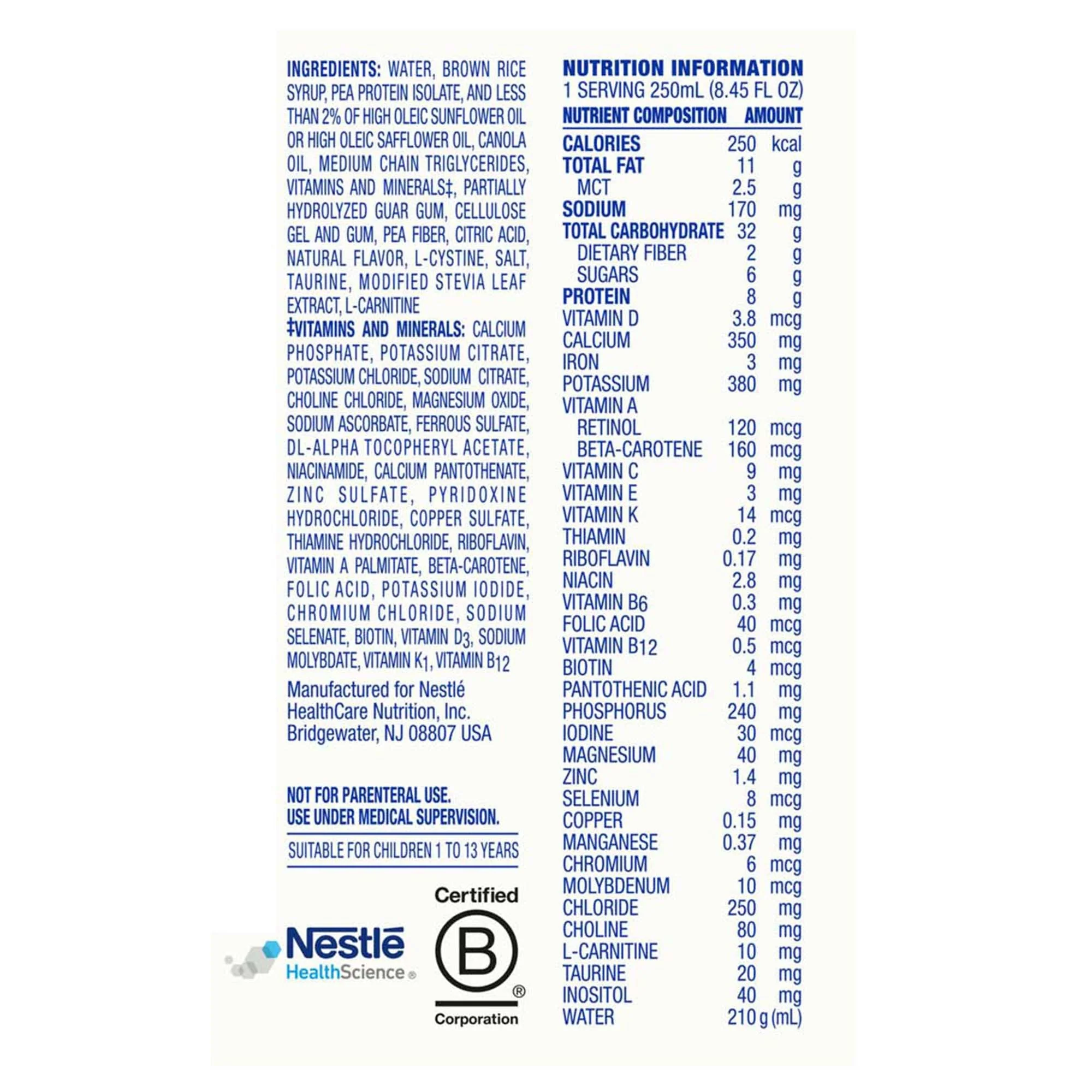 Nestle Healthcare Nutrition Compleat Pediatric Standard Plant-Based 1.0 Cal Tube Feed Formula, Vanilla (24/CS) - Image 3