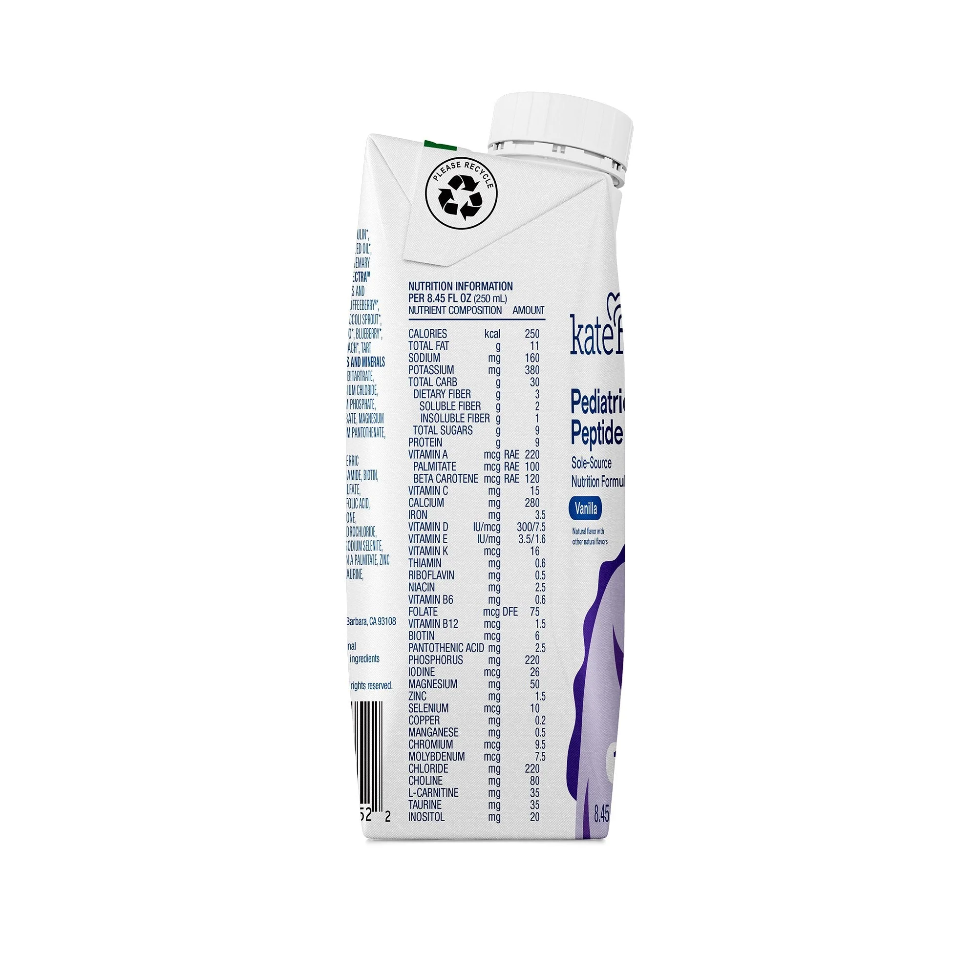 Kate Farms Kate Farms Pediatric Peptide 1.0 Sole-Source Nutrition Formula, Vanilla 8.45-oz (12/CS) - Image 3