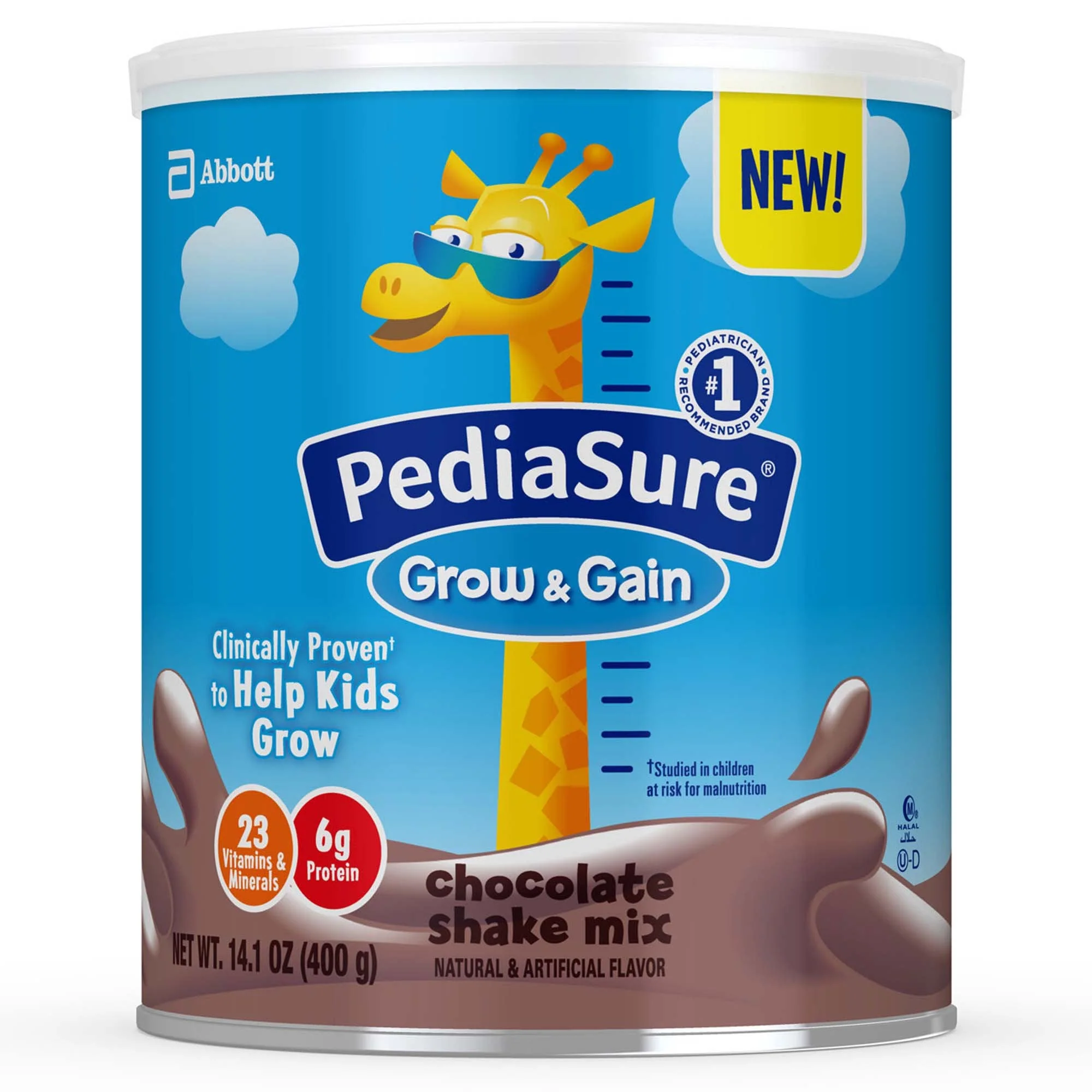 Abbott Nutrition PediaSure Grow & Gain Shake Mix, Chocolate, 14.1-ounce can (6/CS)