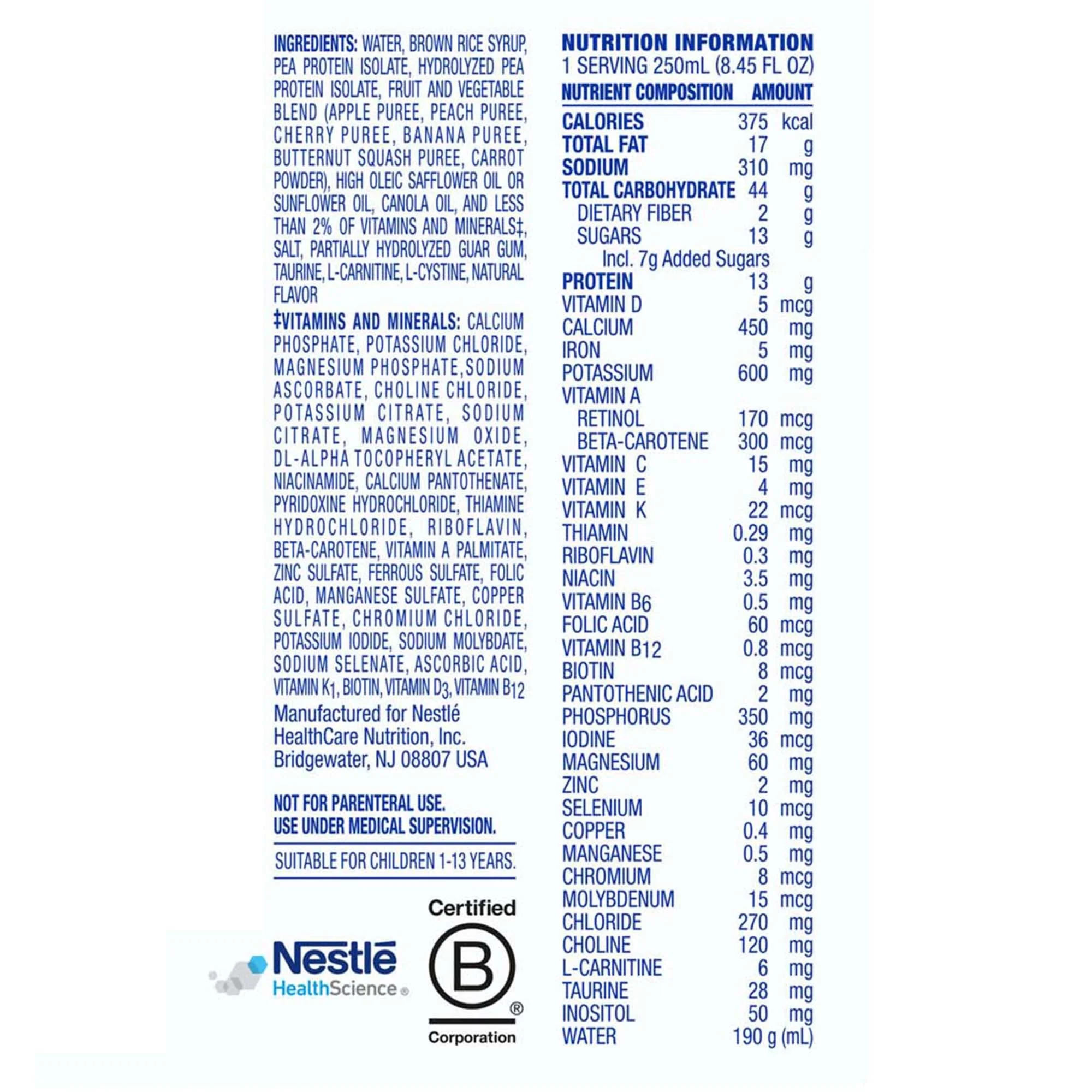 Nestle Healthcare Nutrition Compleat Pediatric Original 1.5 Fruit Medley, 8.45-ounce Reclosable Carton (24/CS) - Image 3