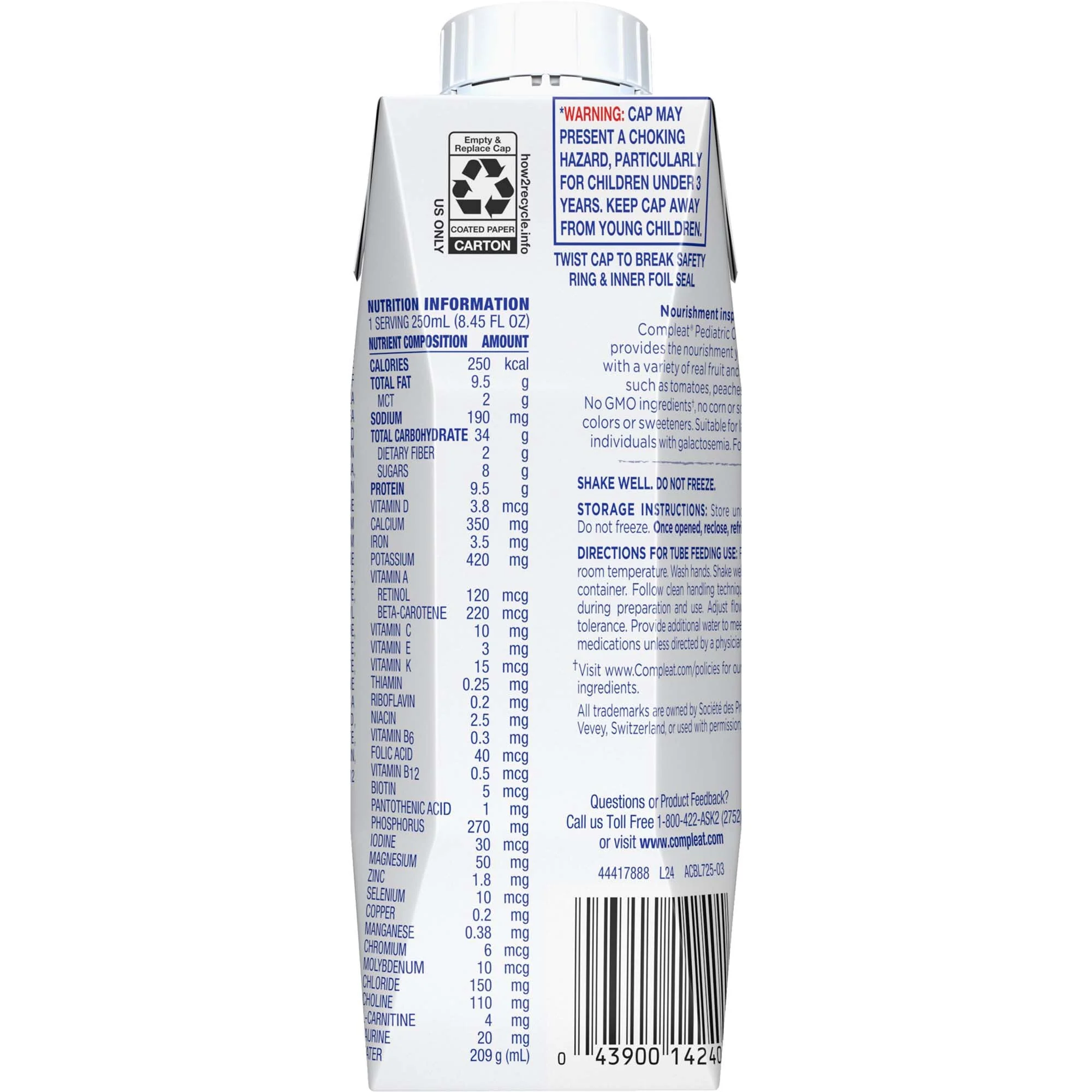 Nestle Healthcare Nutrition Compleat Pediatric Ready to Use Pediatric Tube Feed Formula, 8.45-oz. carton (24/CS) - Image 2