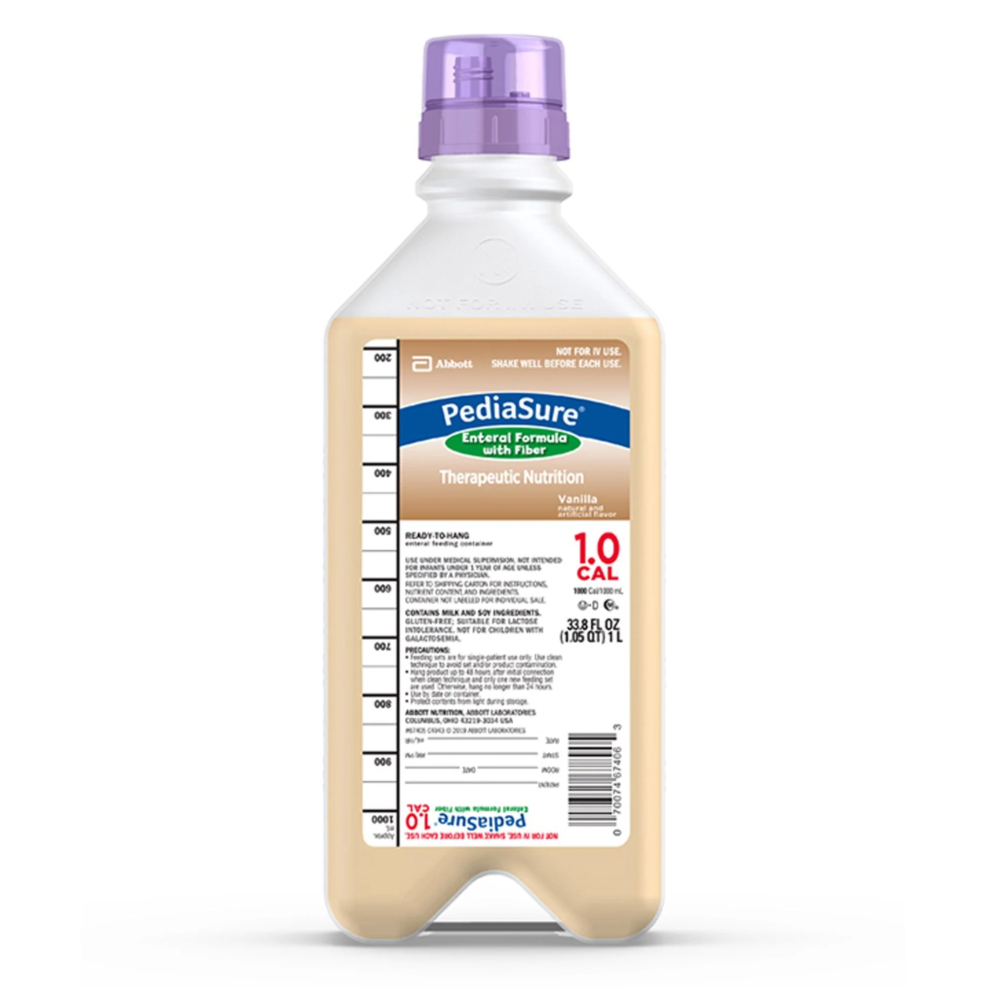 Abbott Nutrition PediaSure 1.0 Cal Enteral Formula with Fiber, 1-liter Ready to Hang Container (8/CS)