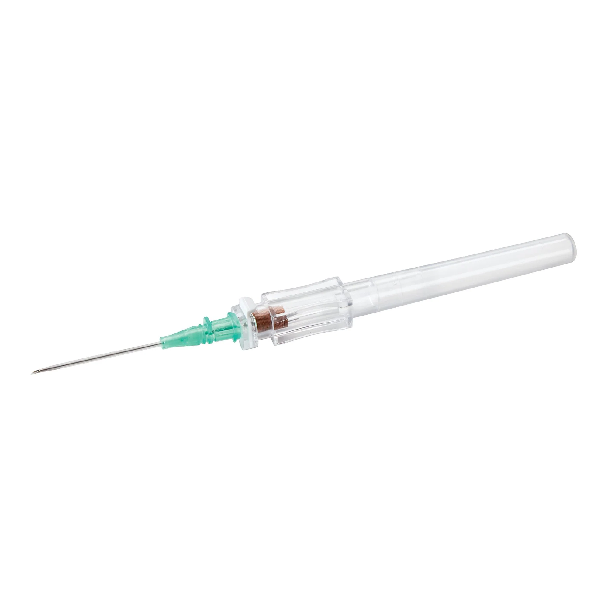 Peripheral IV Catheter McKesson 18 Gauge 1.16 Inch Polyurethane Straight Hub Non Blood Control Push Button Safety