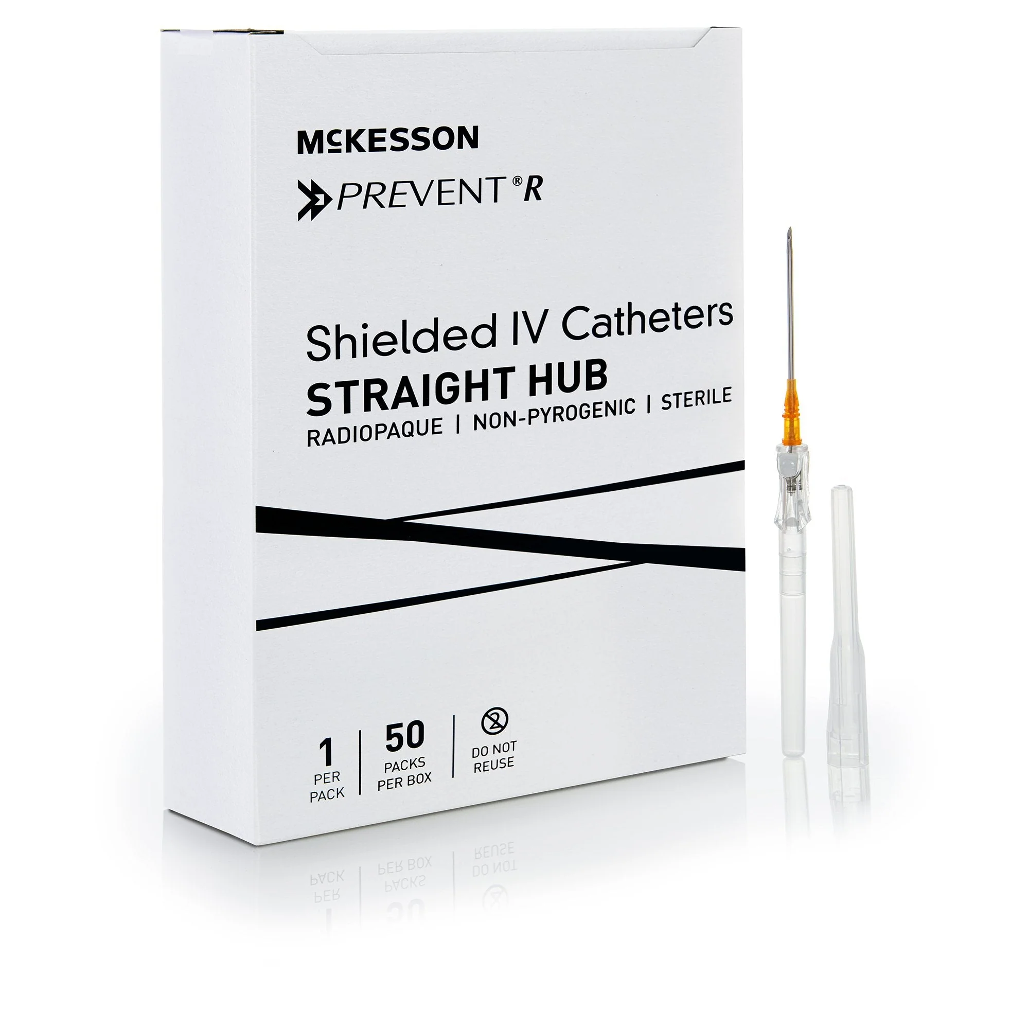 Peripheral IV Catheter McKesson Prevent R 14 Gauge 1-3/4 Inch Straight Hub Non Blood Control Push Button Safety
