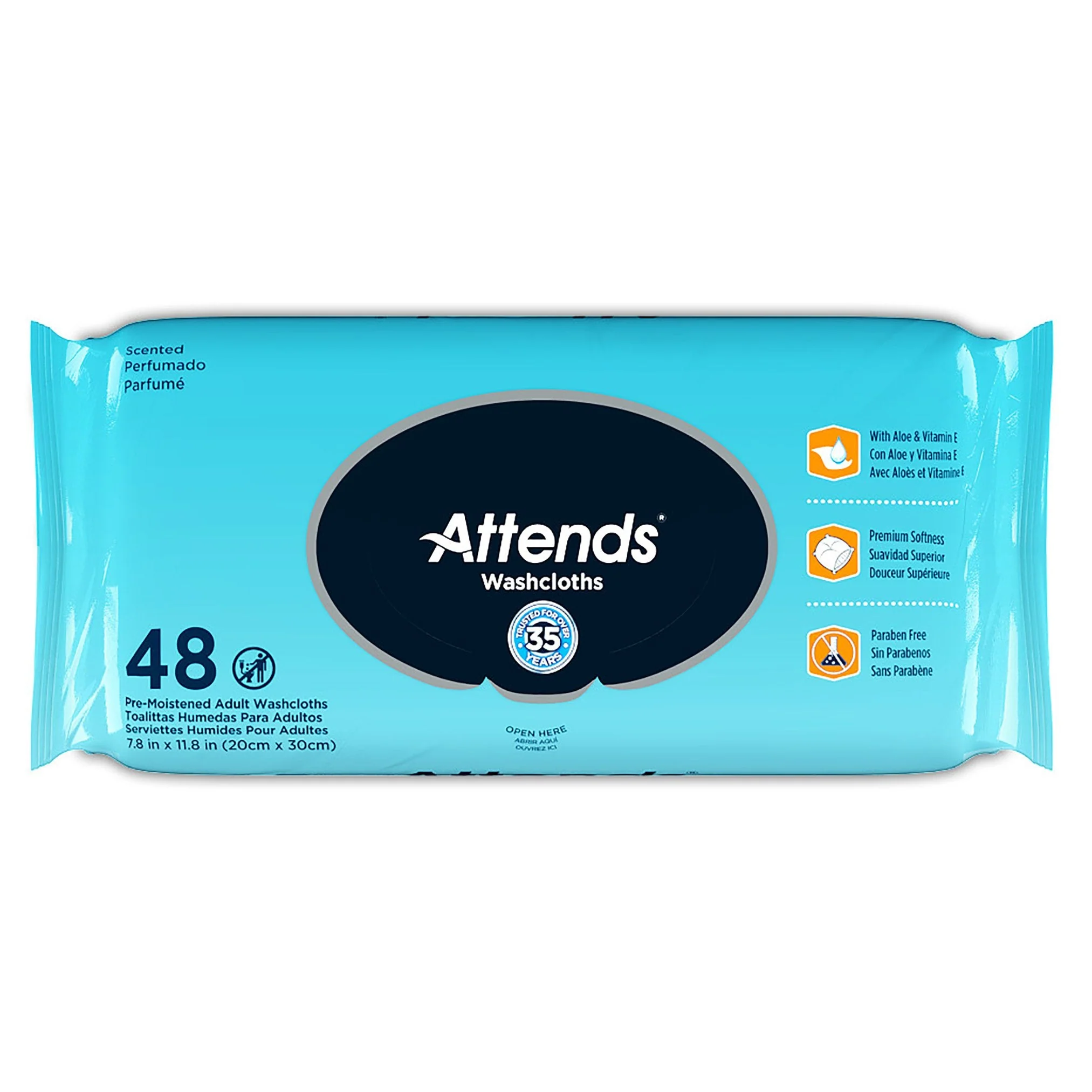 Attends Healthcare Products Attends Scented Personal Cleansing Wipes with Aloe and Vitamin E (12/CS) - Image 3
