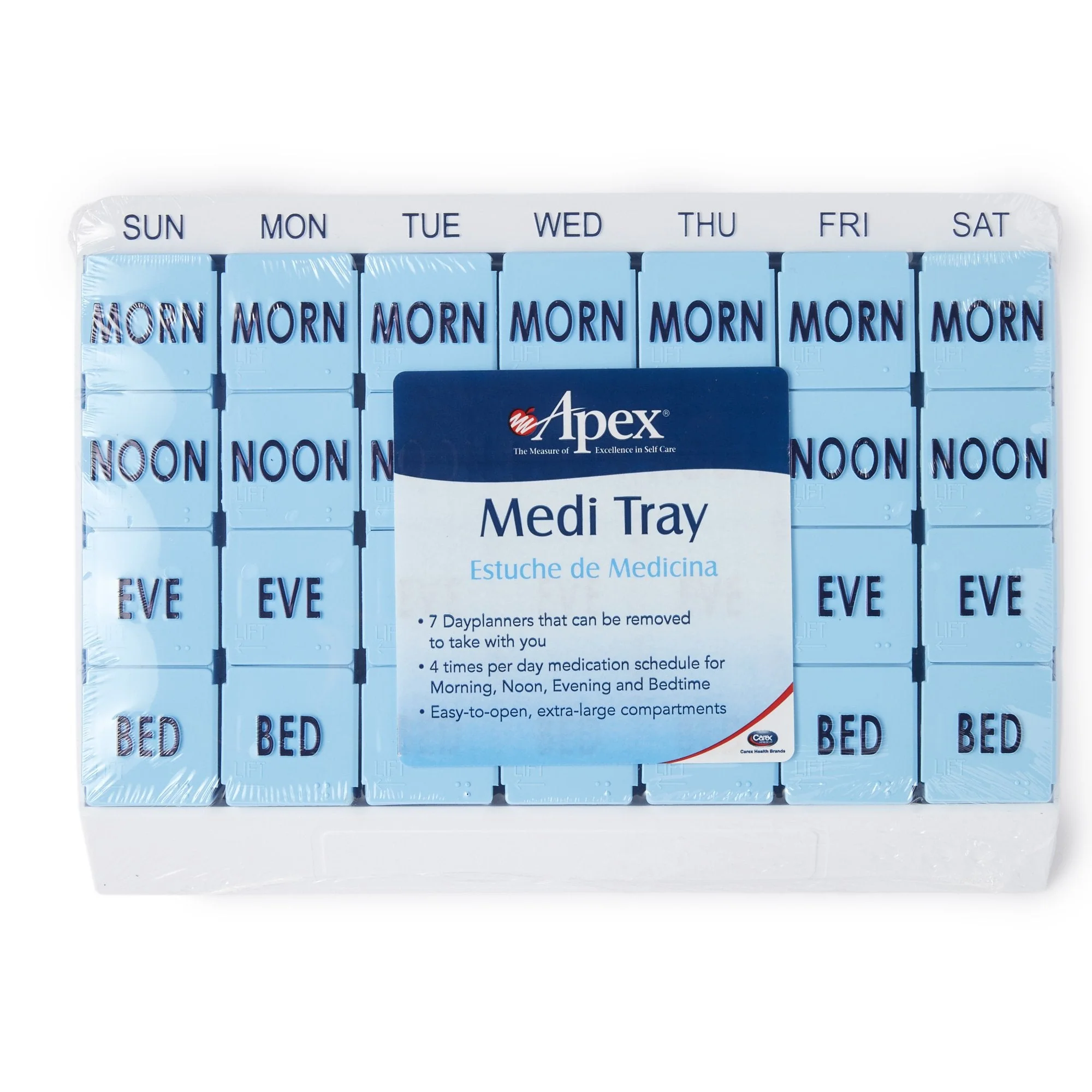 Compass Health Brands Apex Medi Tray Pill Organizer, Days of the Week / Morn, Noon, Eve, Bed (48/CS) - Image 2
