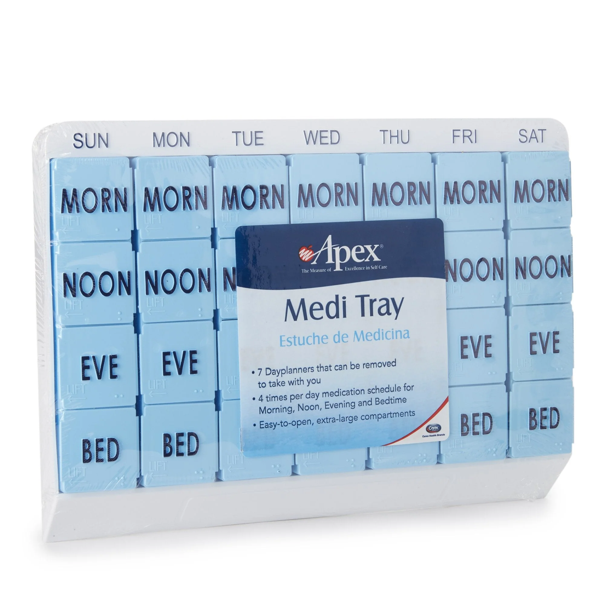 Compass Health Brands Apex Medi Tray Pill Organizer, Days of the Week / Morn, Noon, Eve, Bed (48/CS) - Image 3