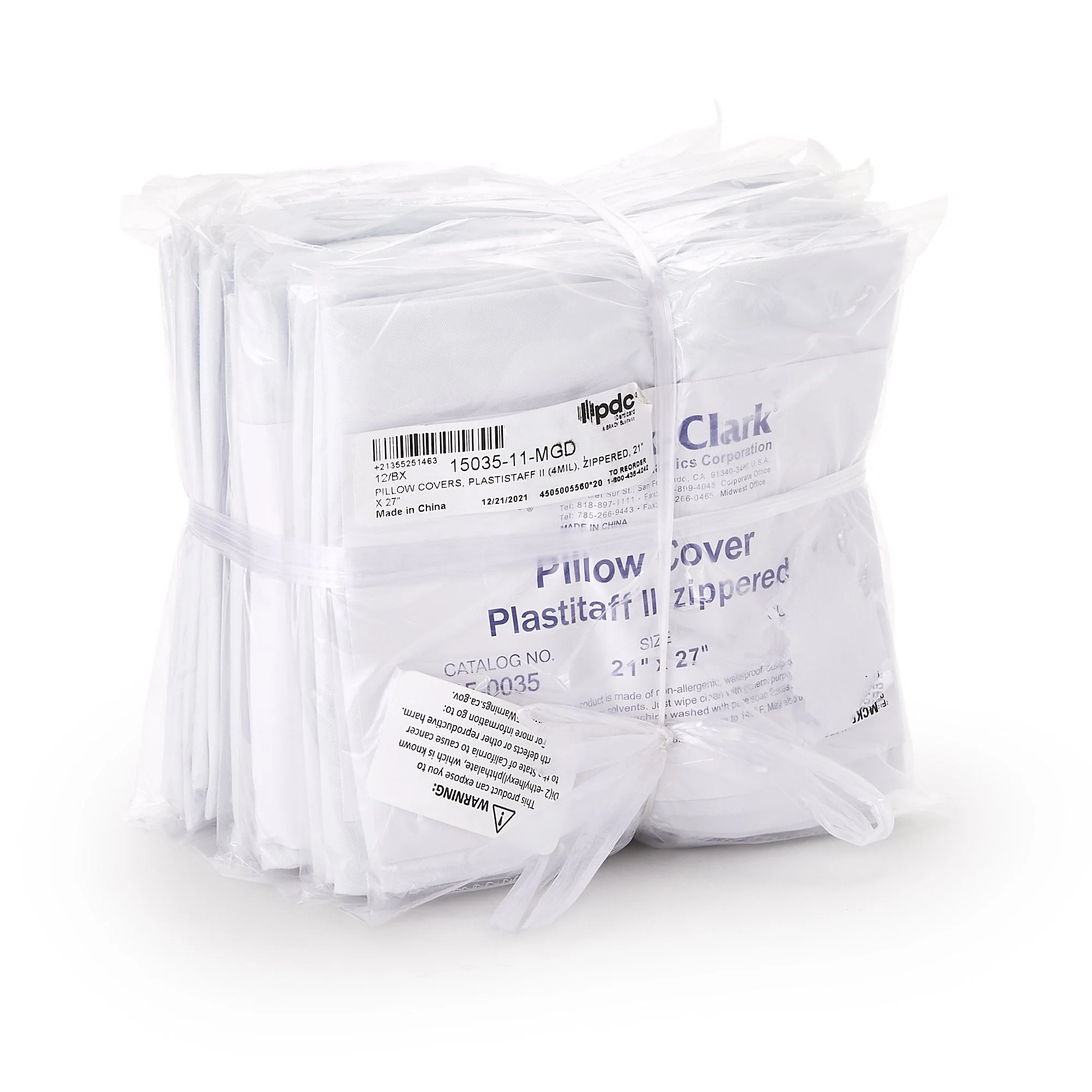 PDC Healthcare Mark-Clark White 4 mil Plastistaff Pillow Cover With Zip, 21 x 27 Inch (12/CS) - Image 2