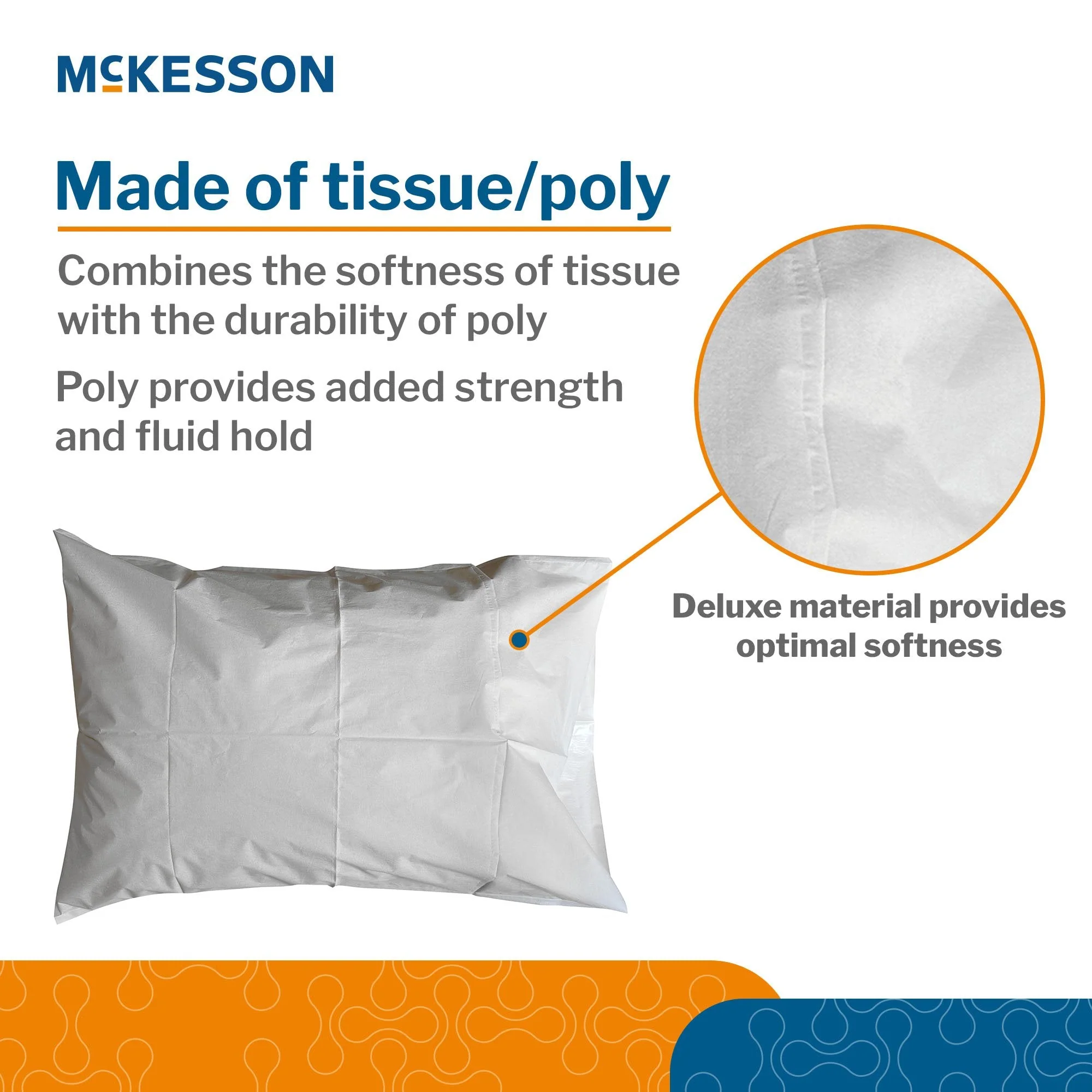 McKesson Brand McKesson Pillowcase, Disposable, Deluxe, White, Tissue/Poly, 30 x 21 Inch (100/CS) - Image 2