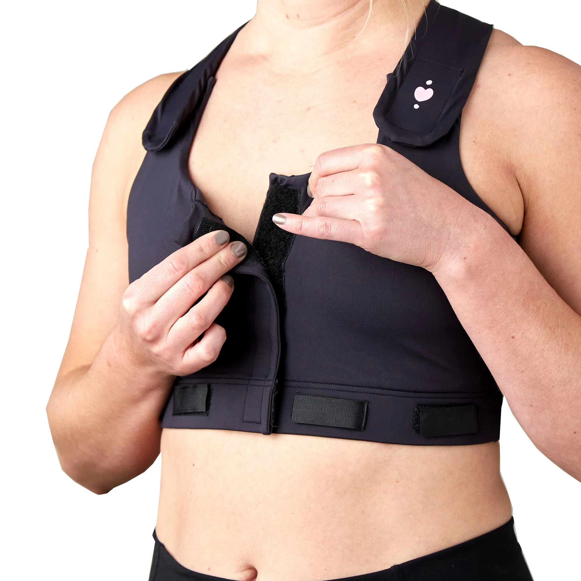 heart&core Sports and Medical LLC heart&core Larissa Post-Surgical Bra with Drainage Bulb Holders, Black, X-Small (36/CS) - Image 5