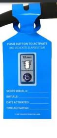 Healthmark Industries Pre-Printed Label Laboratory Use Blue Push Button to Activate Red Indicates Elasped Time Scope_Serial no_Date Activated_Time Activated_ White Biomedical Engineering Equipment Labels 2-1/2 X 8-1/2 Inch (100/PK)