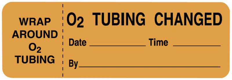 United Ad Label Pre-Printed Label UAL Auxiliary Label Orange Paper O2 Tubing Change Date___Time__ Safety and Instructional 1 X 3 Inch (220/RL)
