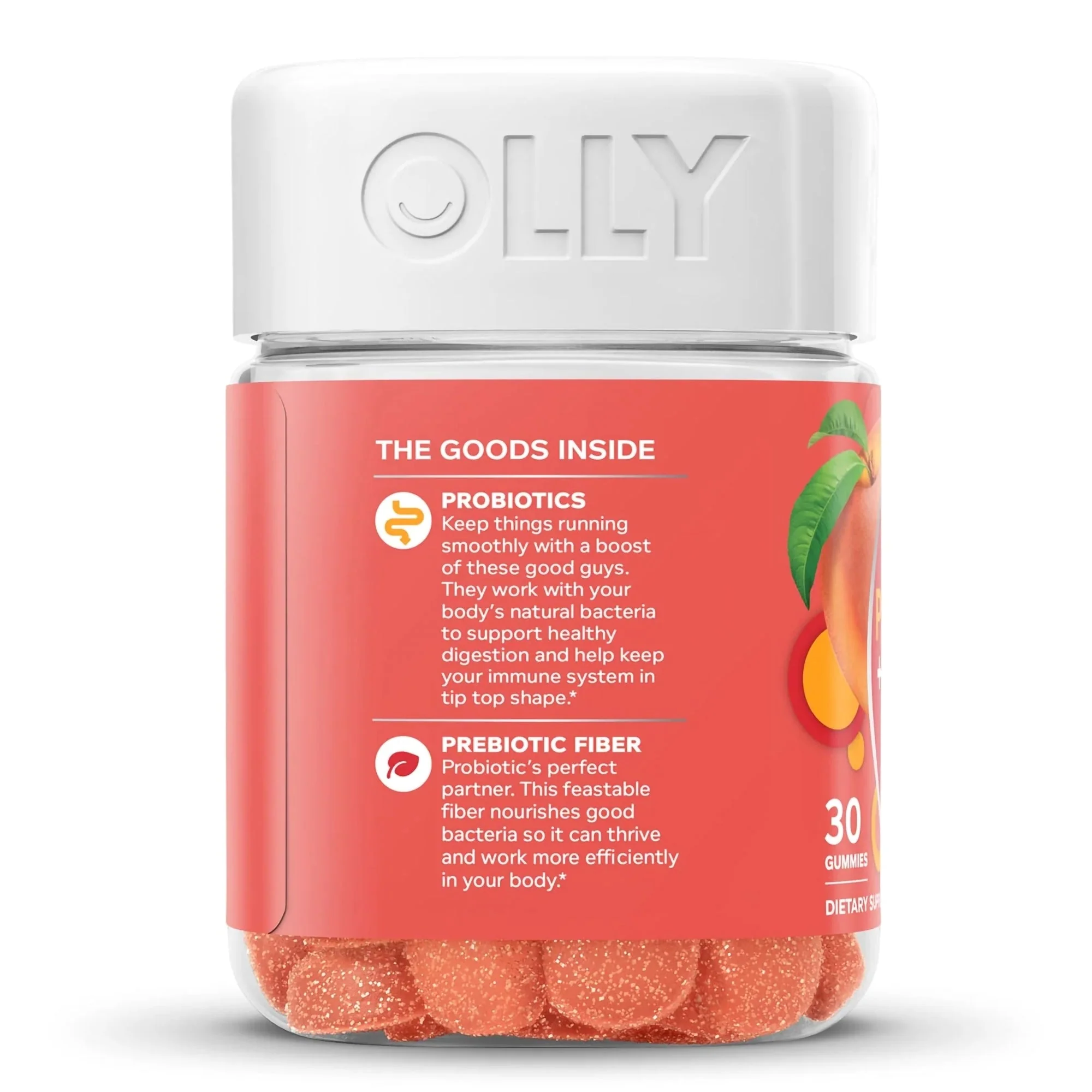 OLLY Public Benefit Corp Olly's Probiotic + Prebiotic for a Balanced Belly, Peach-Flavor Gummies - Image 3