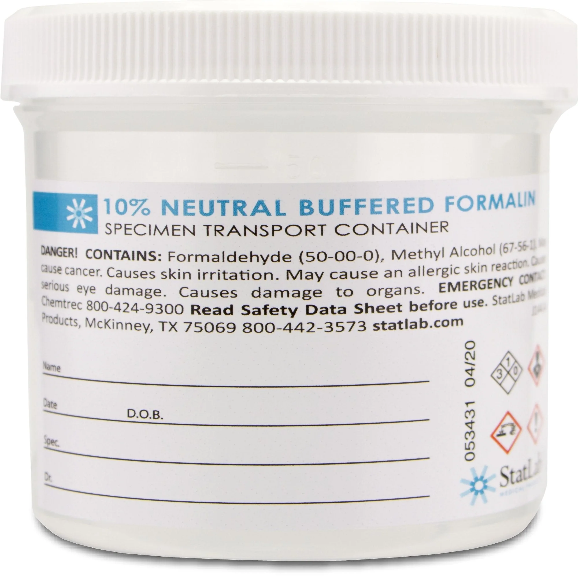 StatLab Medical Products StatLab Prefilled Formalin Container, 90 mL Fill in 180 mL (50/CS)