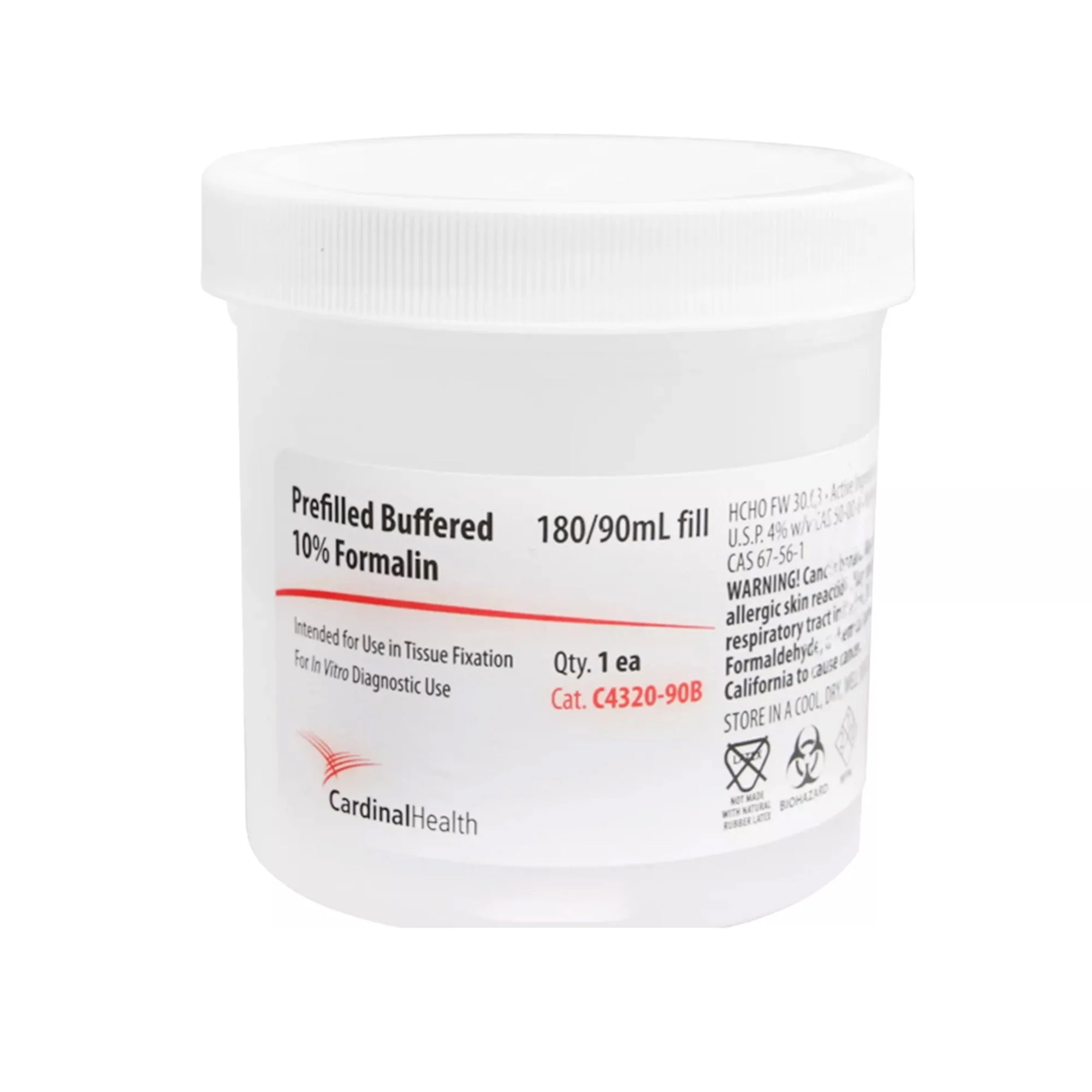 Cardinal SP Prefilled Formalin Container, 90 mL Fill in 180 mL (50/CS)