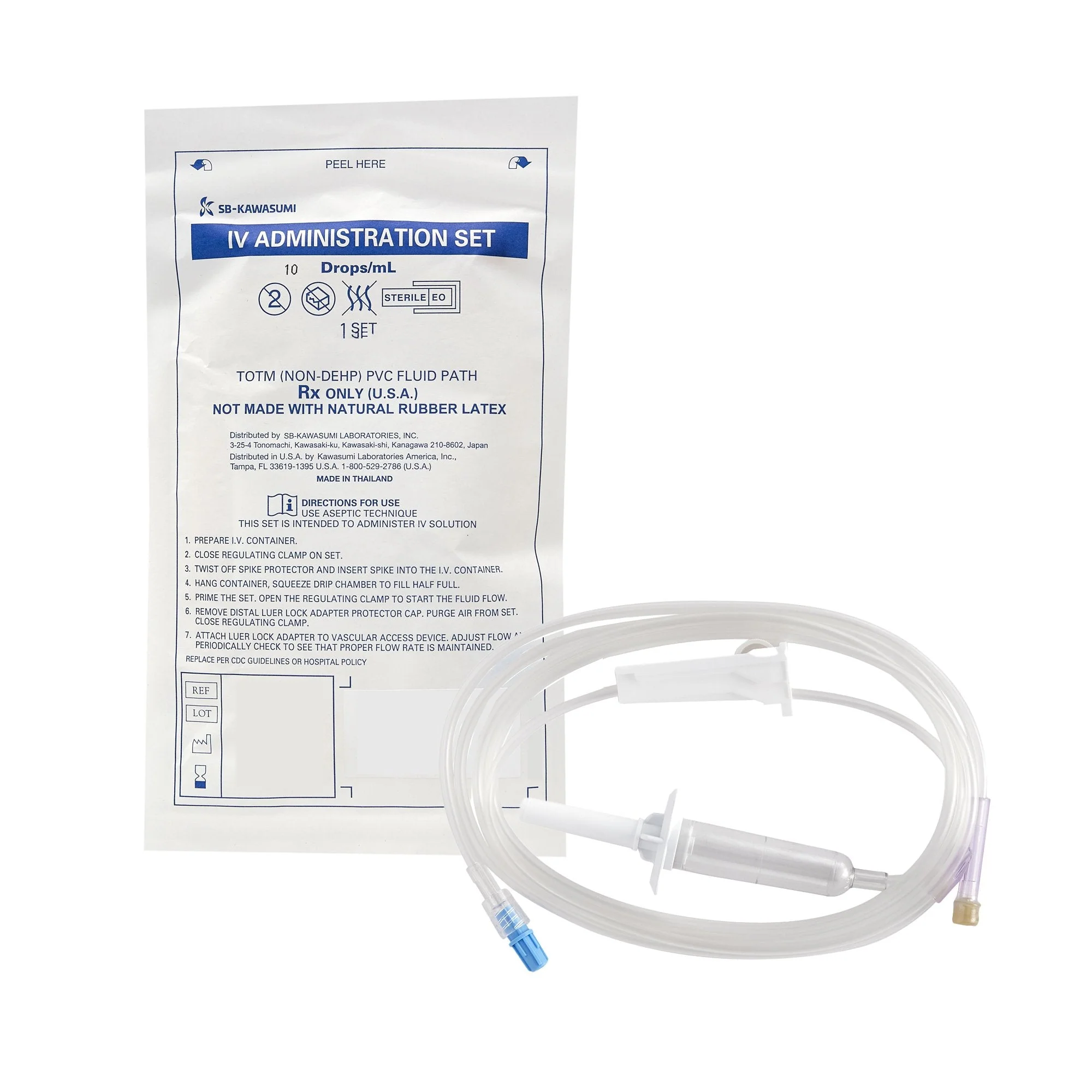 Primary IV Administration Set Kawasumi Gravity 1 Port 60 Drops / mL Drip Rate With Filter 84 Inch Tubing Solution