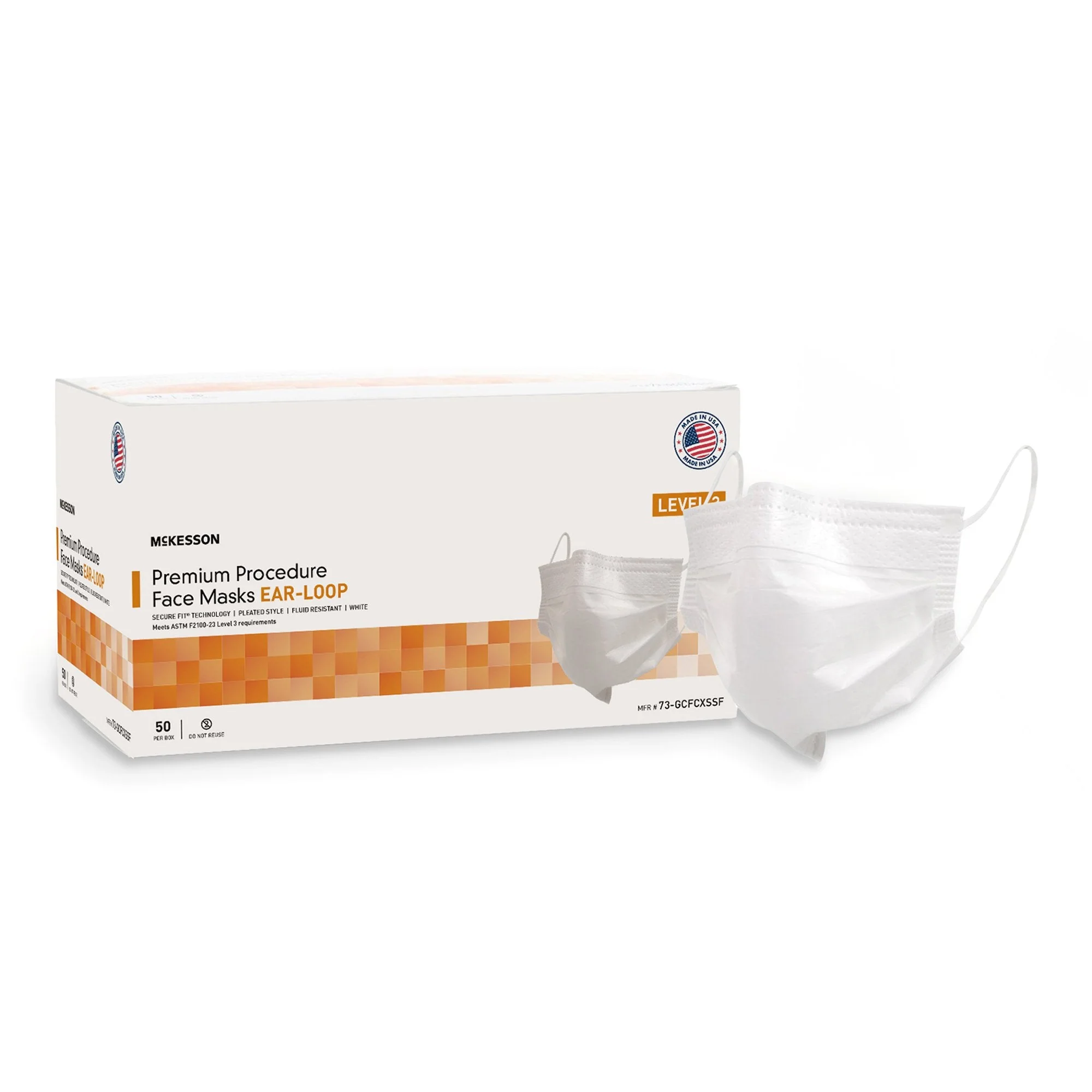McKesson Brand McKesson Procedure Mask, Pleated with Earloops, One Size Fits Most, White (500/CS)