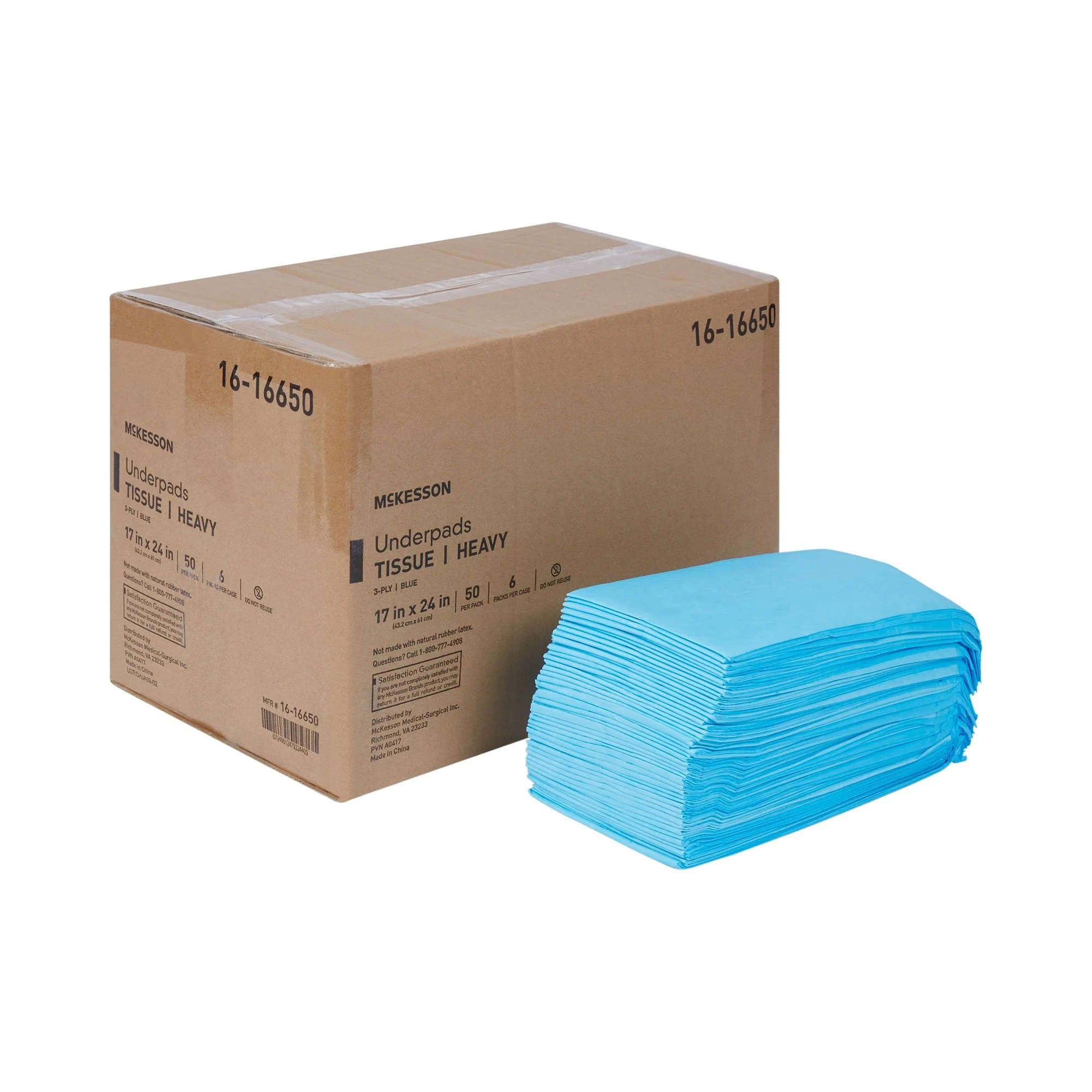 McKesson Brand McKesson Nonsterile Blue Procedure Underpad, 17 x 24 Inch (6/CS) - Image 4