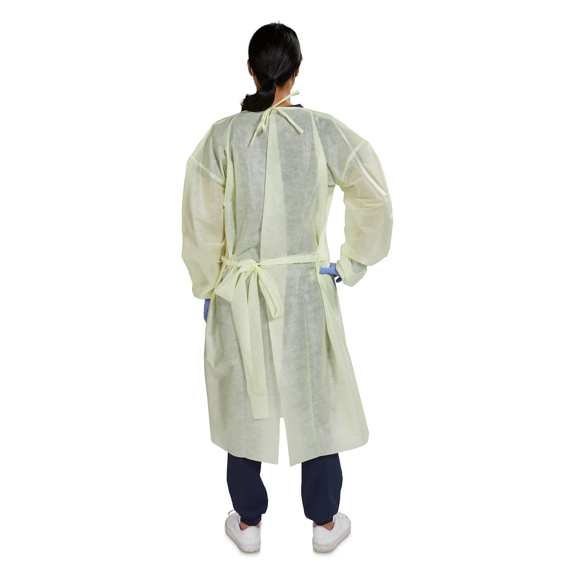 McKesson Brand McKesson AAMI Level 2 Isolation Gown, Tie Neck Style, One Size Fits Most, Yellow (100/CS) - Image 2