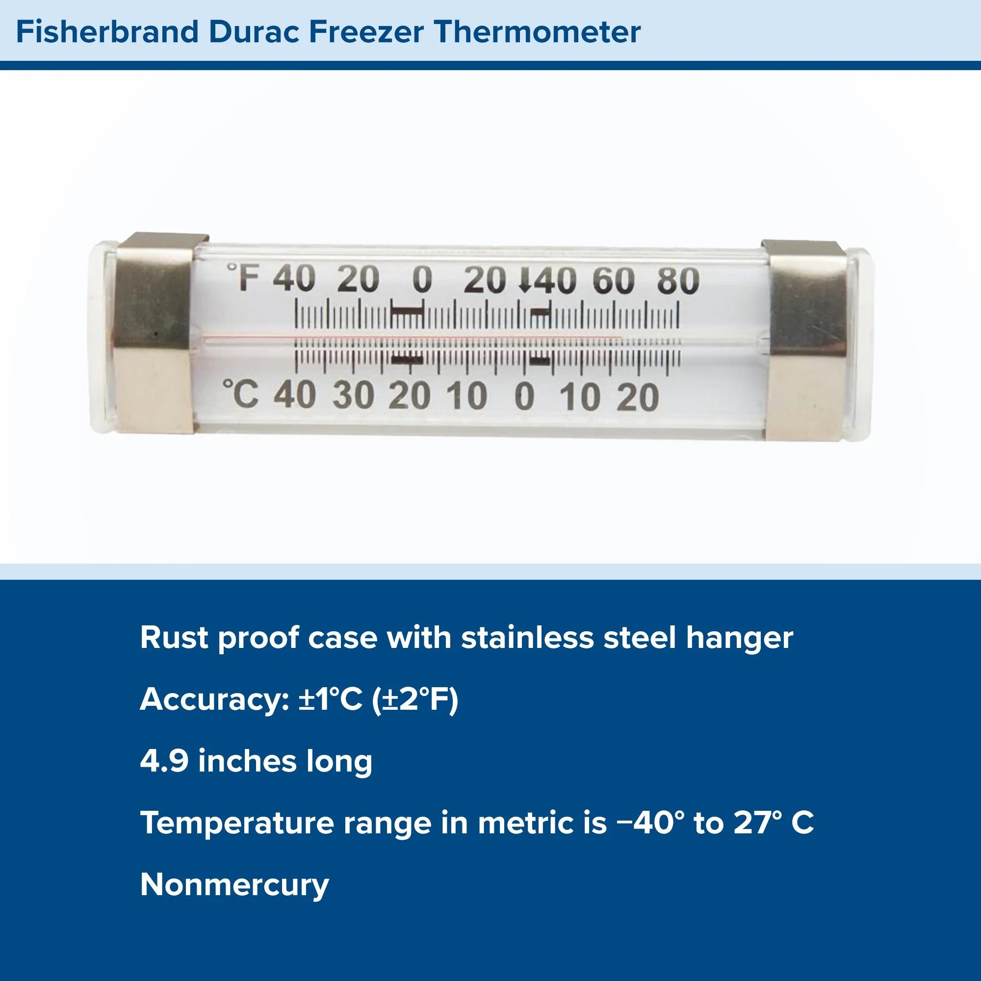 PANTek Technologies LLC Fisherbrand Dual-Scale Refrigerator / Freezer Thermometer, -40° to +80° F - Image 5