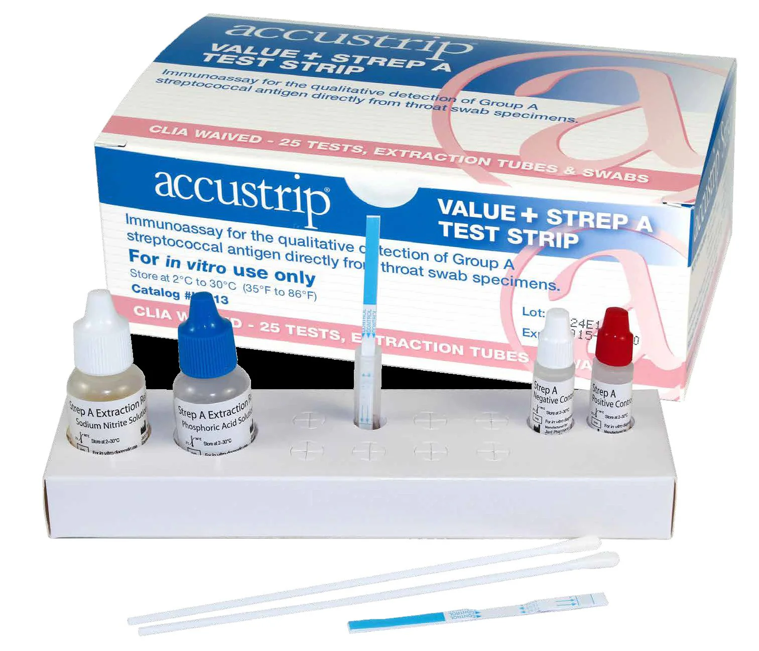 Respiratory Test Kit Accustrip Value+ Strep A Test 25 Tests CLIA Waived
