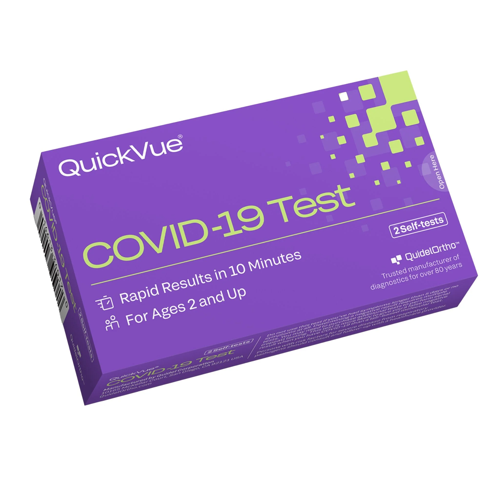 Quidel QuickVue At-Home Over-the-Counter COVID-19 Test Kit, Two Tests (48/CS)