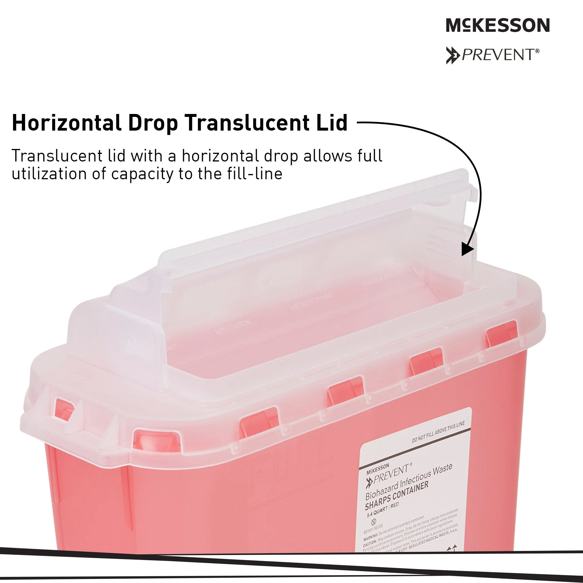 McKesson Brand McKesson Prevent Two-Piece Sharps Container, 5.4 Quart, 11 x 12 x 4-3/4 Inch (20/CS) - Image 3