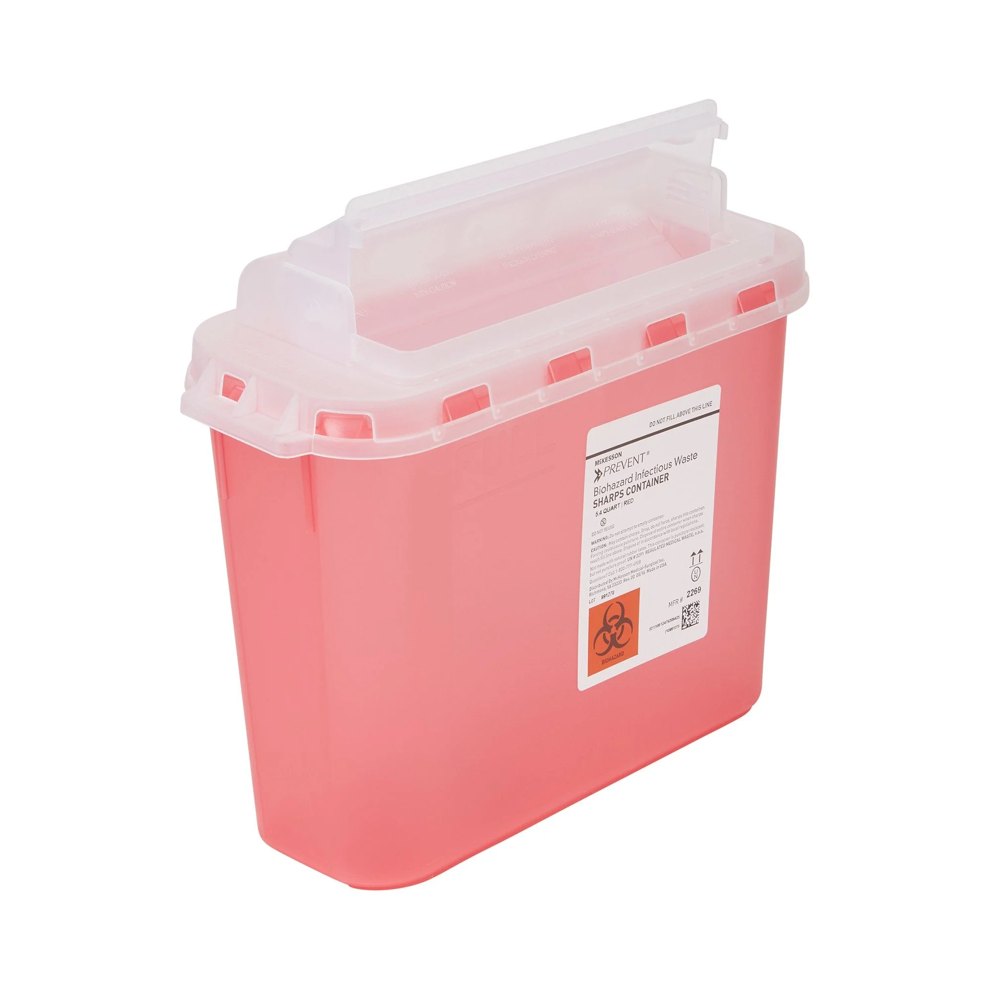 McKesson Brand McKesson Prevent Two-Piece Sharps Container, 5.4 Quart, 11 x 12 x 4-3/4 Inch (20/CS) - Image 4
