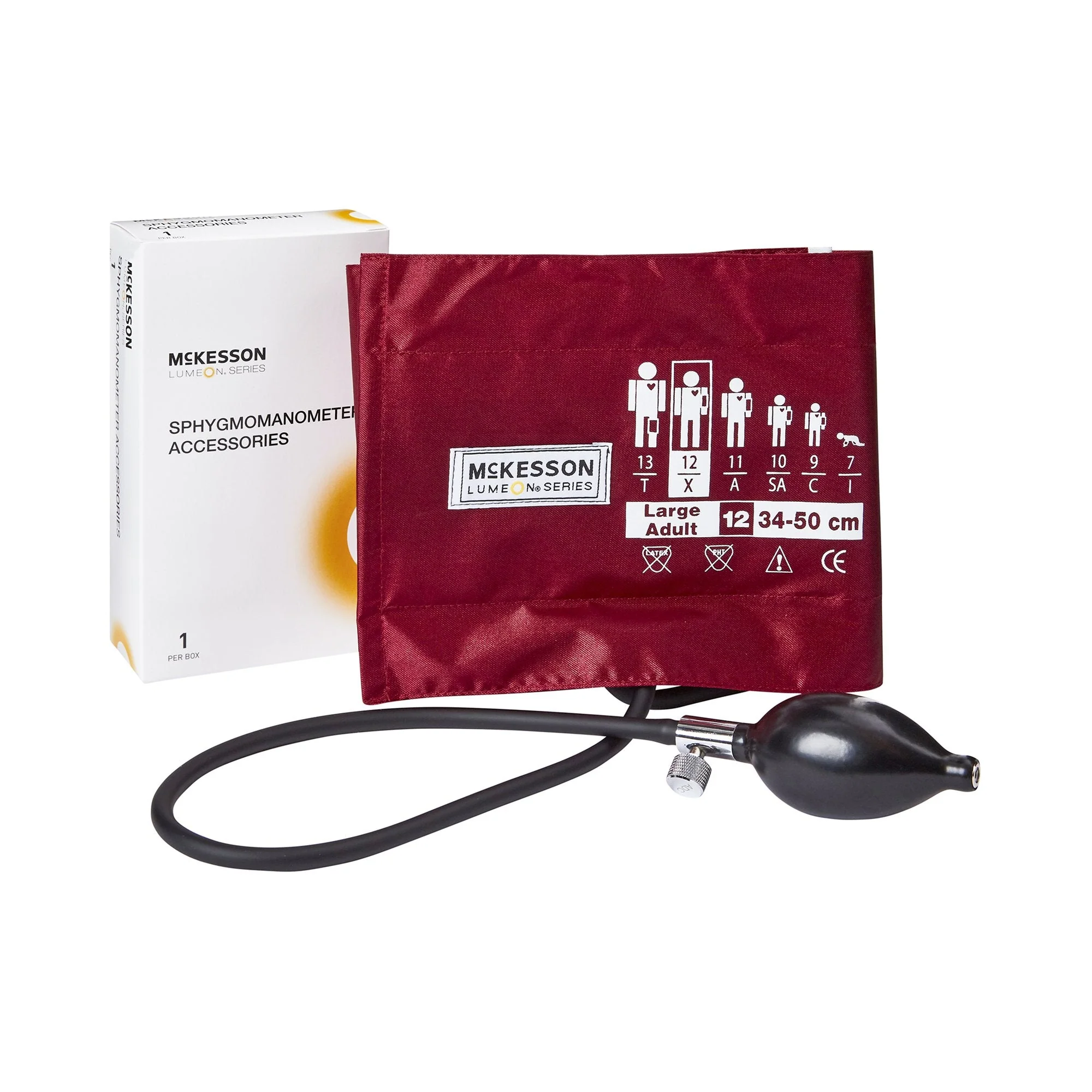 McKesson Brand McKesson Lumeon Blood Pressure Cuff and Bulb, Large Cuff, 34 – 50 cm, Adult (15/CS) - Image 2