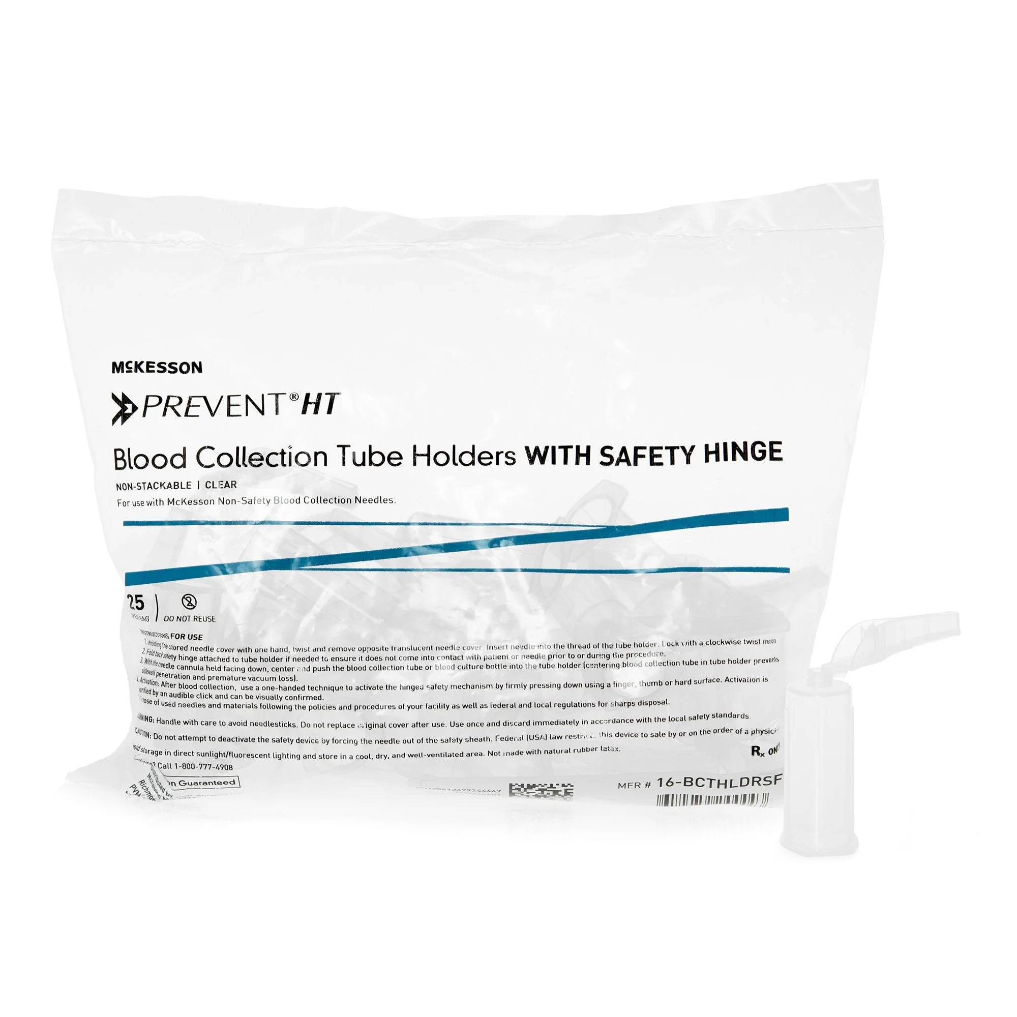 Safety Blood Collection Tube Holder McKesson Prevent HT For 13 and 16 mm Blood Collection Tubes