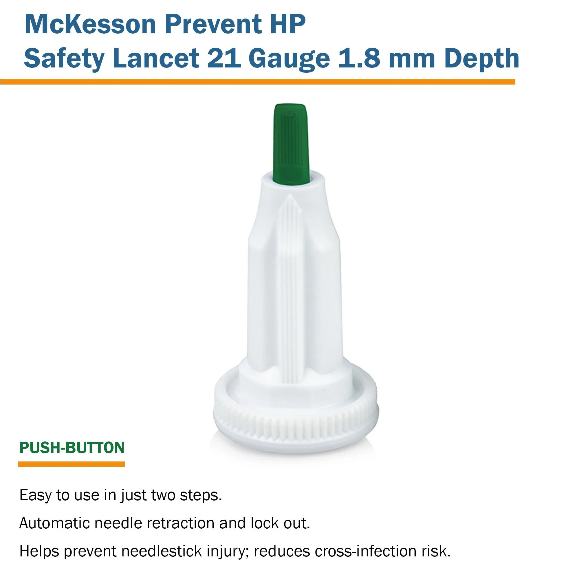 McKesson Brand McKesson Prevent HP Push Button Safety Lancet, 21 Guage (2000/CS) - Image 3