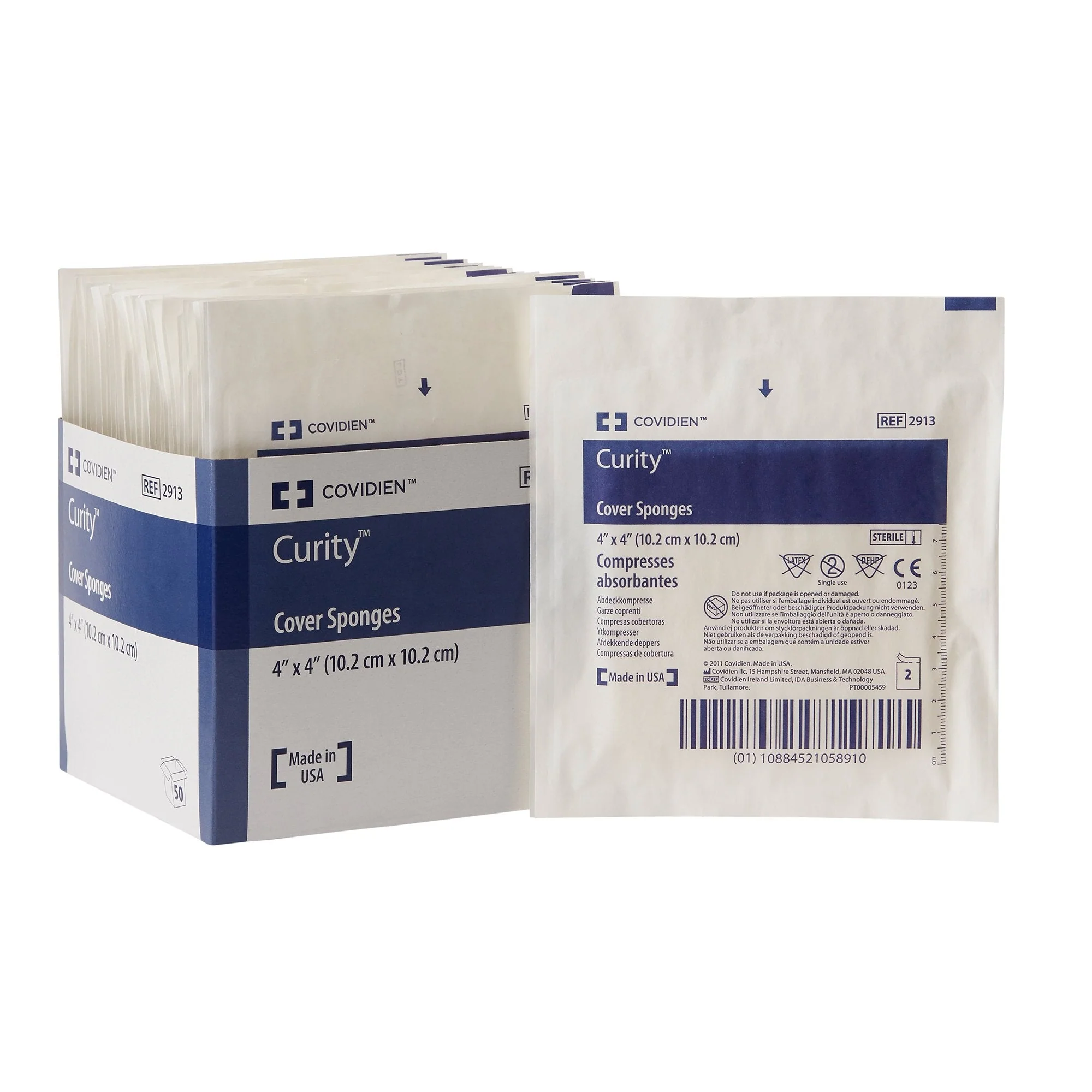 Cardinal Curity Sterile Nonwoven Sponge, 4 x 4 Inch, 4-Ply (600/CS)