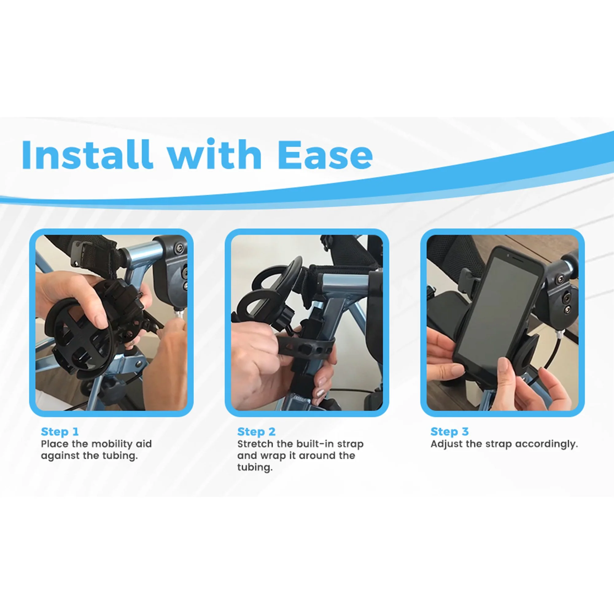Easy To Use Products LLC Mobility Aid Combo Pack, Cup Holder, Phone Grip, Bag Hooks (16/CS) - Image 3