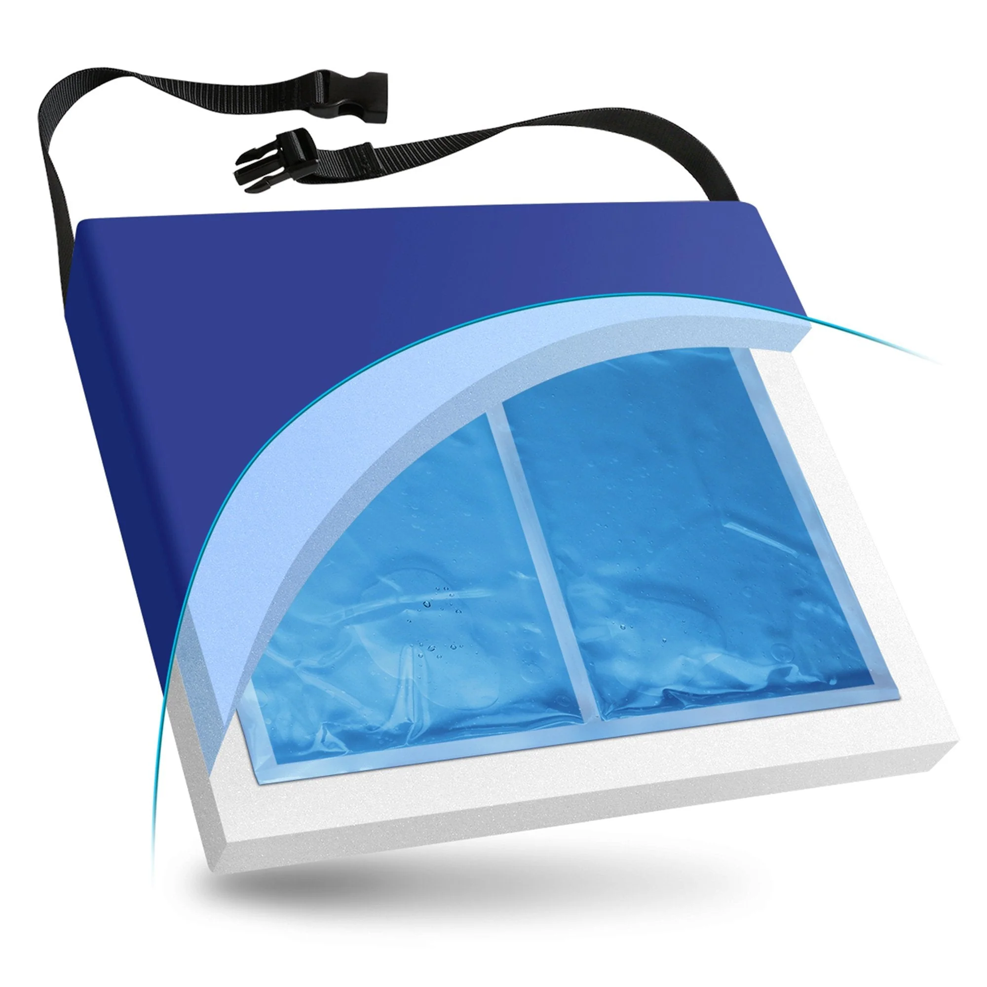 New York Orthopedic NYOrtho Seat Cushion, 18 in. W x 16 in. D x 2 in. H, Gel / Foam, Blue - Image 3