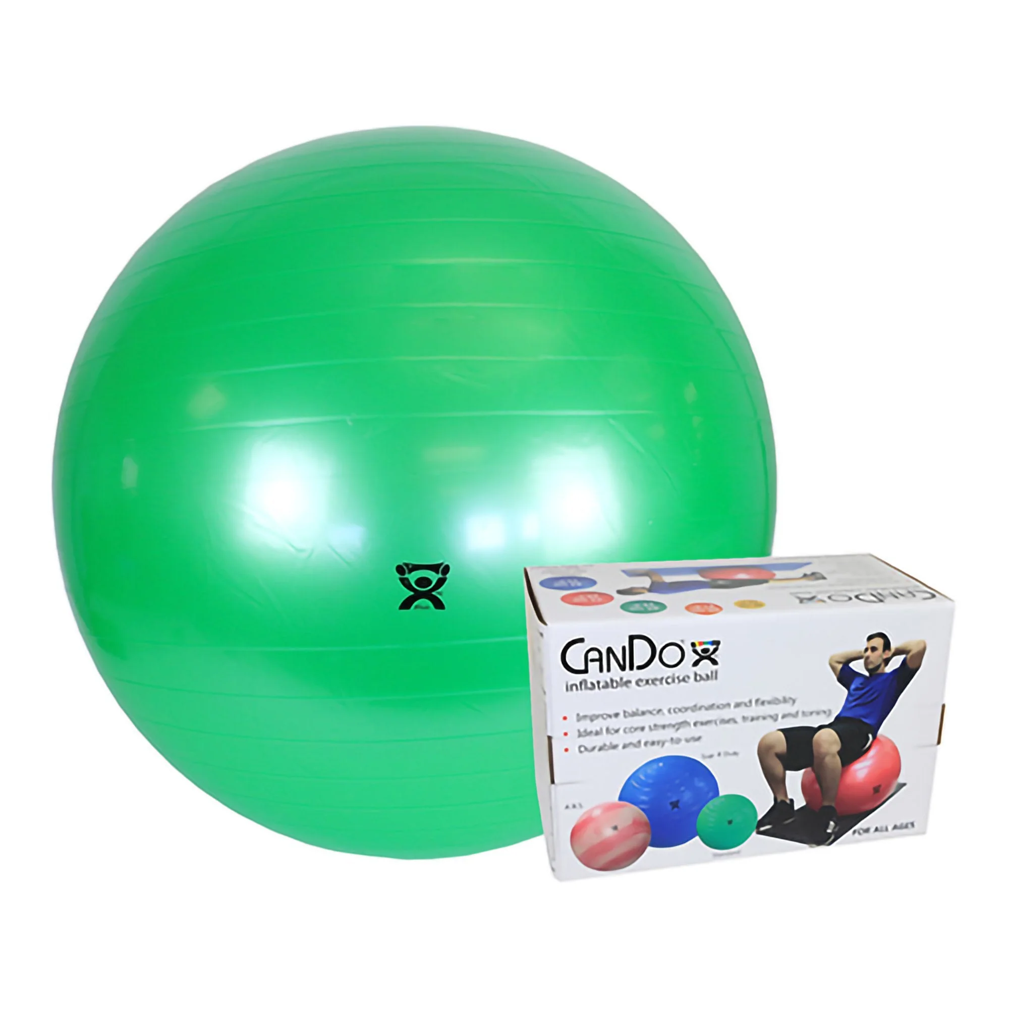 Fabrication Enterprises CanDo Inflatable Exercise Ball, Green, 26 Inches