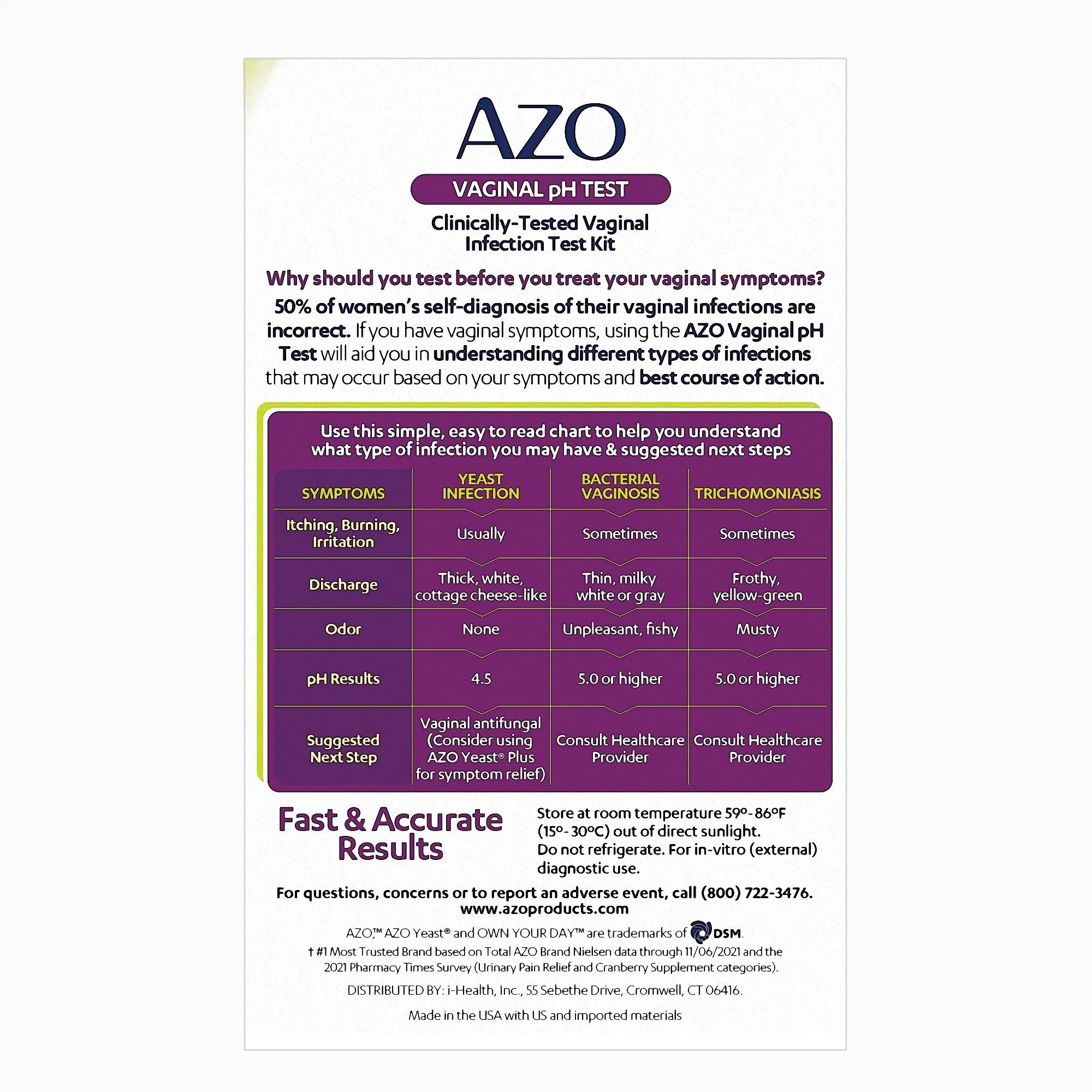 i-Health Inc AZO Vaginal pH Test, Infection Test Kit (24/CS) - Image 3