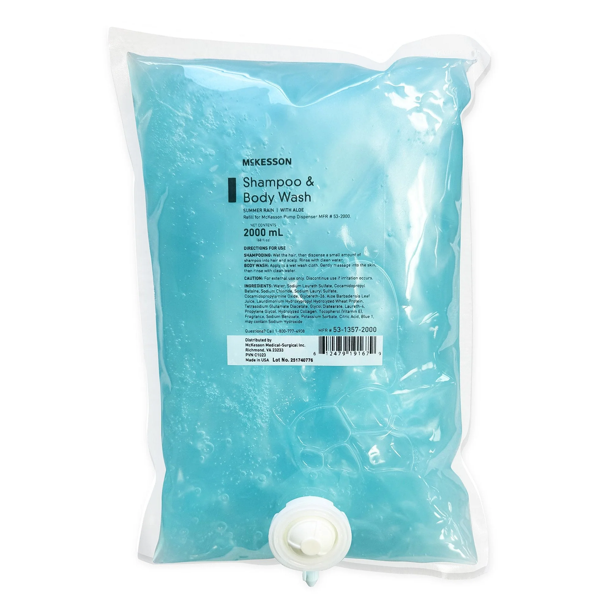 McKesson Brand McKesson Shampoo and Body Wash Dispenser Refill Bag 2000 mL, Summer Rain (4/CS)