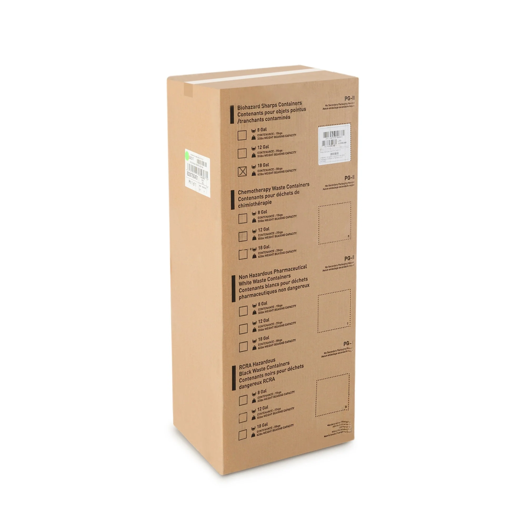 Keter Canada AP Medical Sharps Container, 18 Gallon, 17.3 x 13 x 24.8 Inch (7/CS) - Image 2