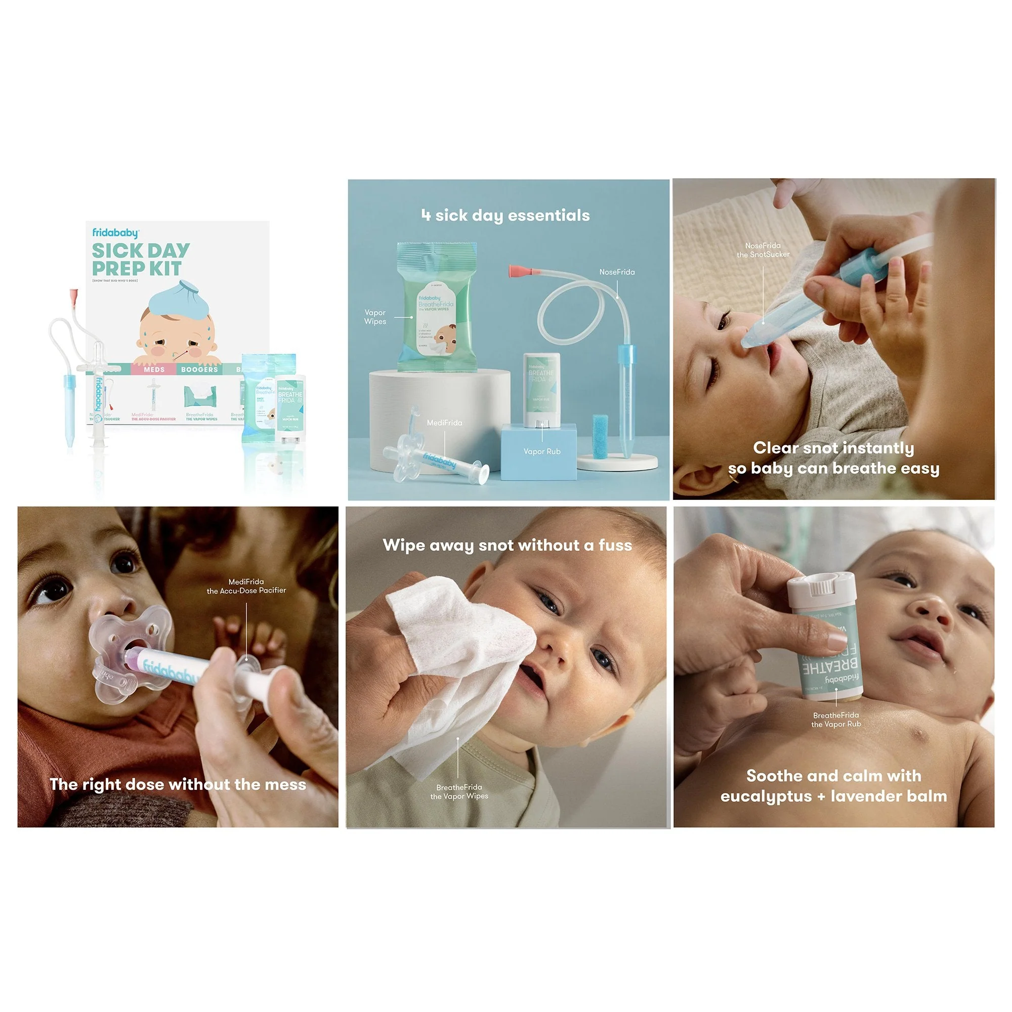 Fridababy LLC frida baby Sick Day Prep Kit, NoseFrida + Filters, Accu-Dose, Wipes & Vapor Rub (8/CS) - Image 6