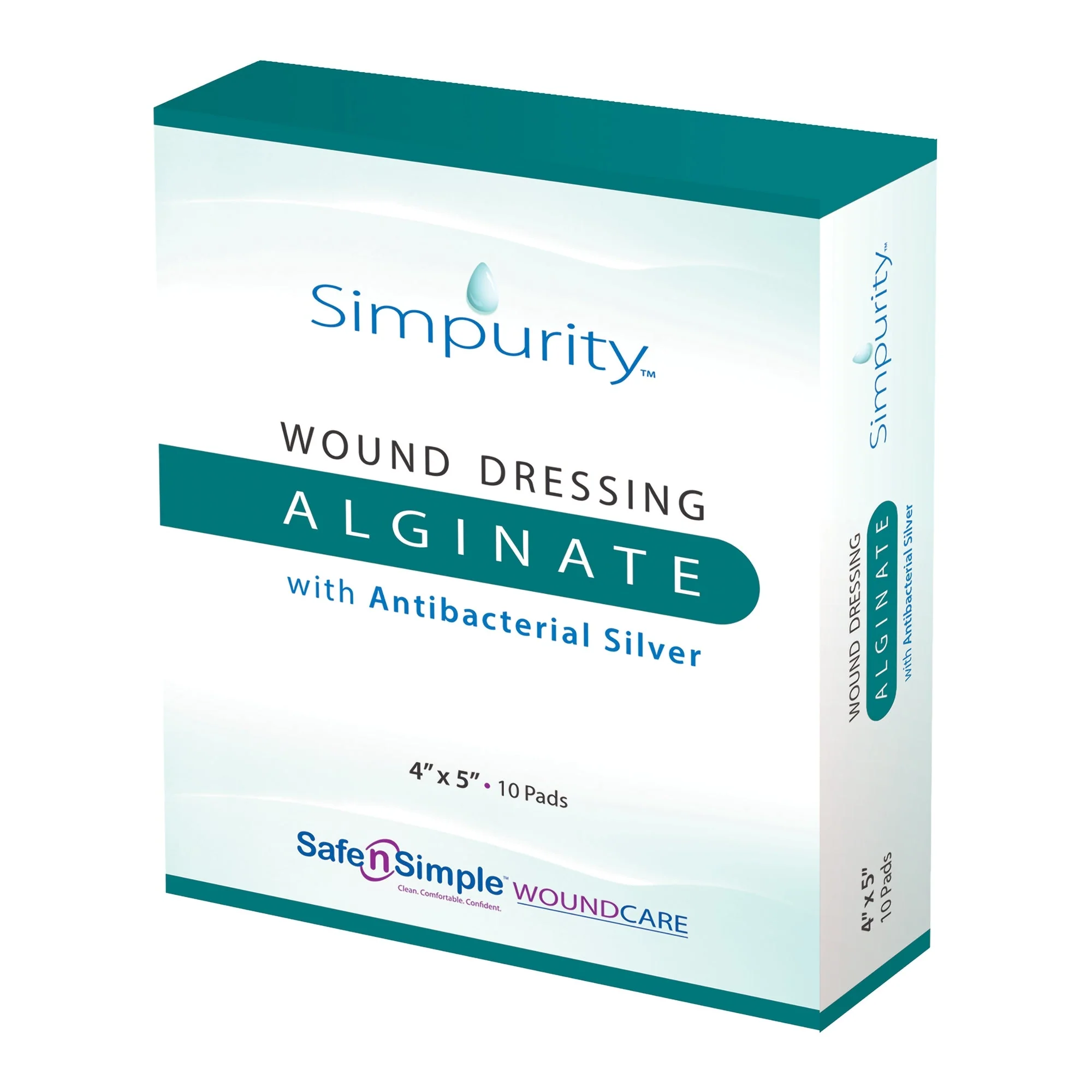Silver Alginate Dressing Simpurity 4 X 5 Inch Rectangle Sterile