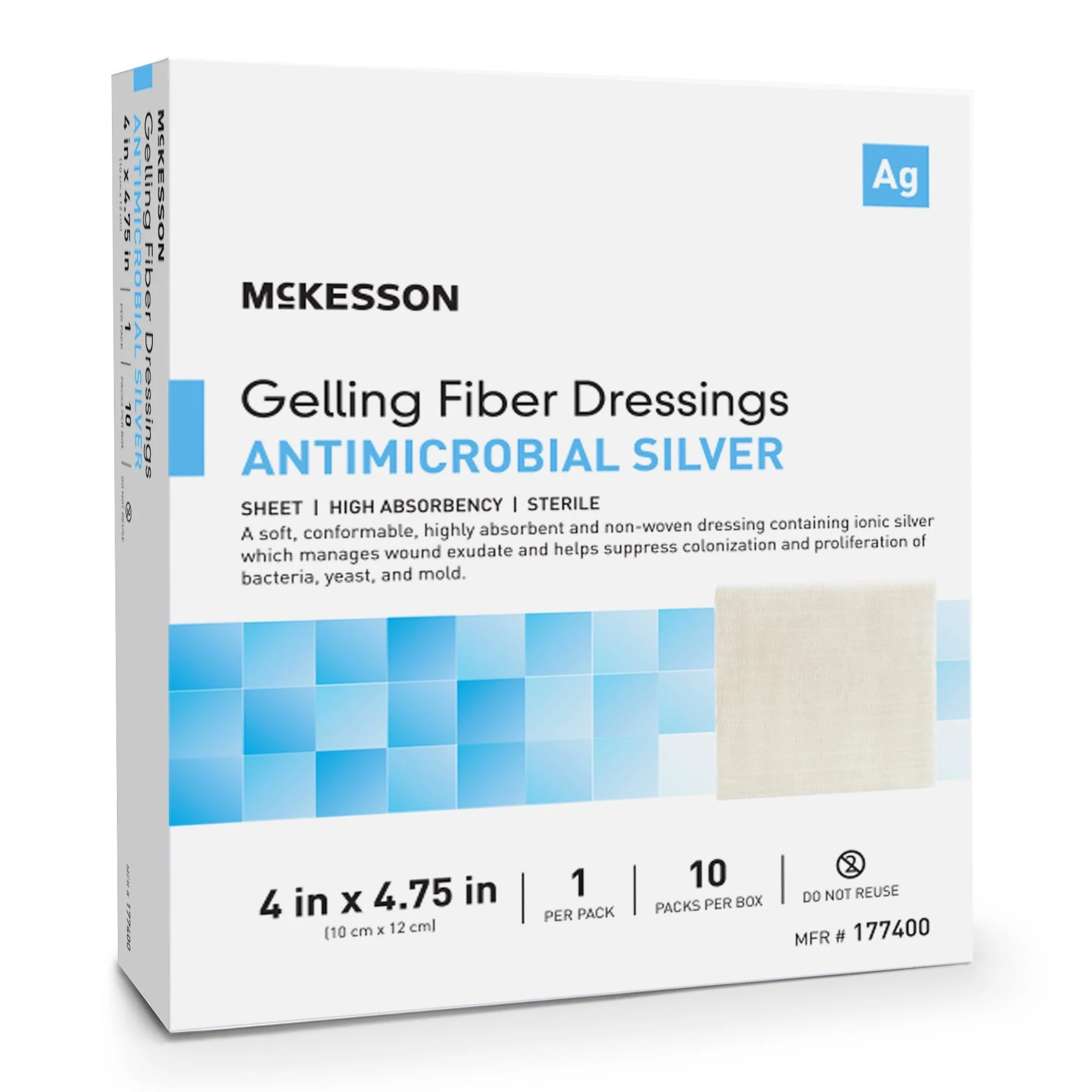 Silver Gelling Fiber Dressing McKesson 4 X 4-3/4 Inch Rectangle Sterile